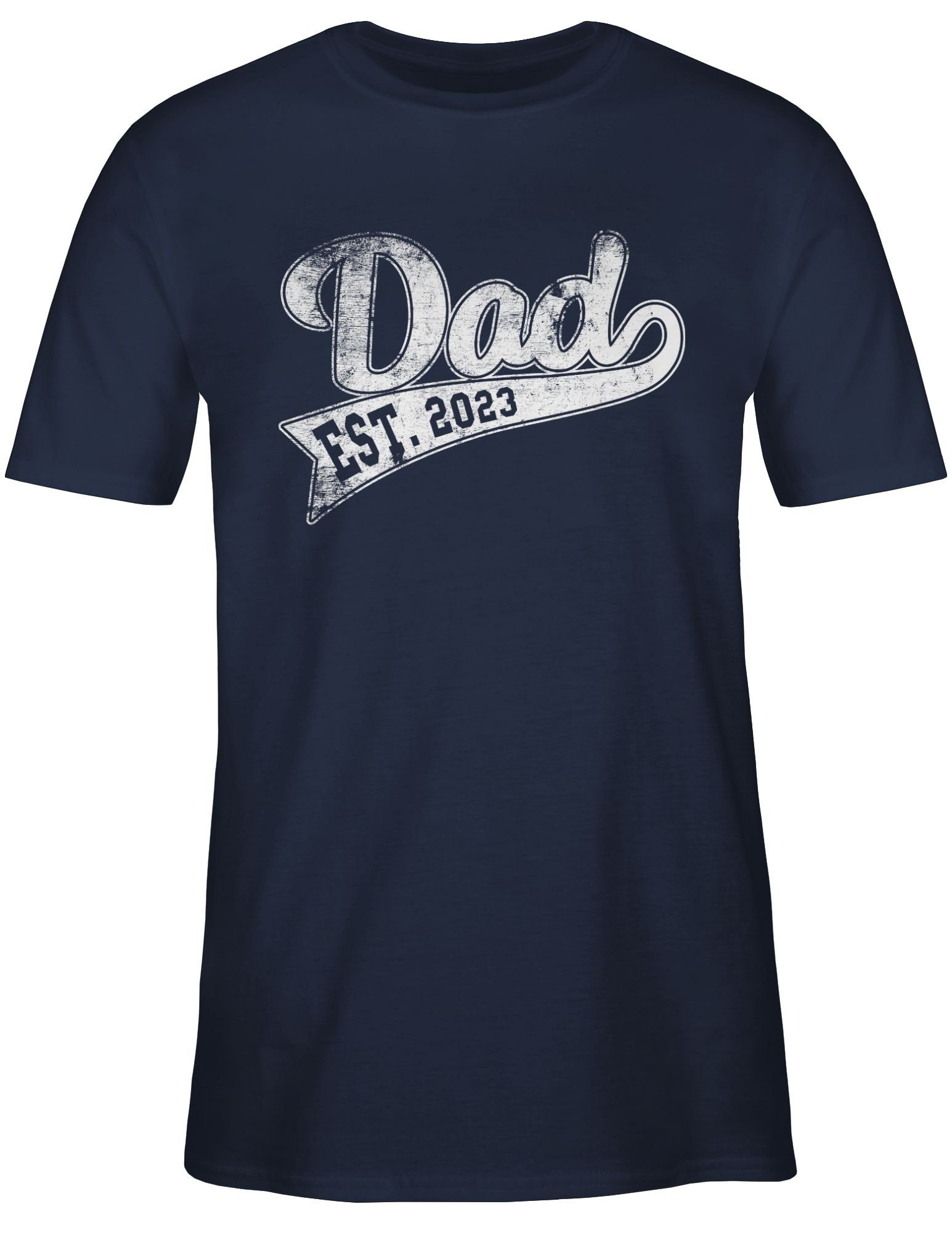 Shirtracer T-Shirt Navy für Blau Geschenk I Papa Werdender 2023 Est. Dad 03 Papa Vatertag