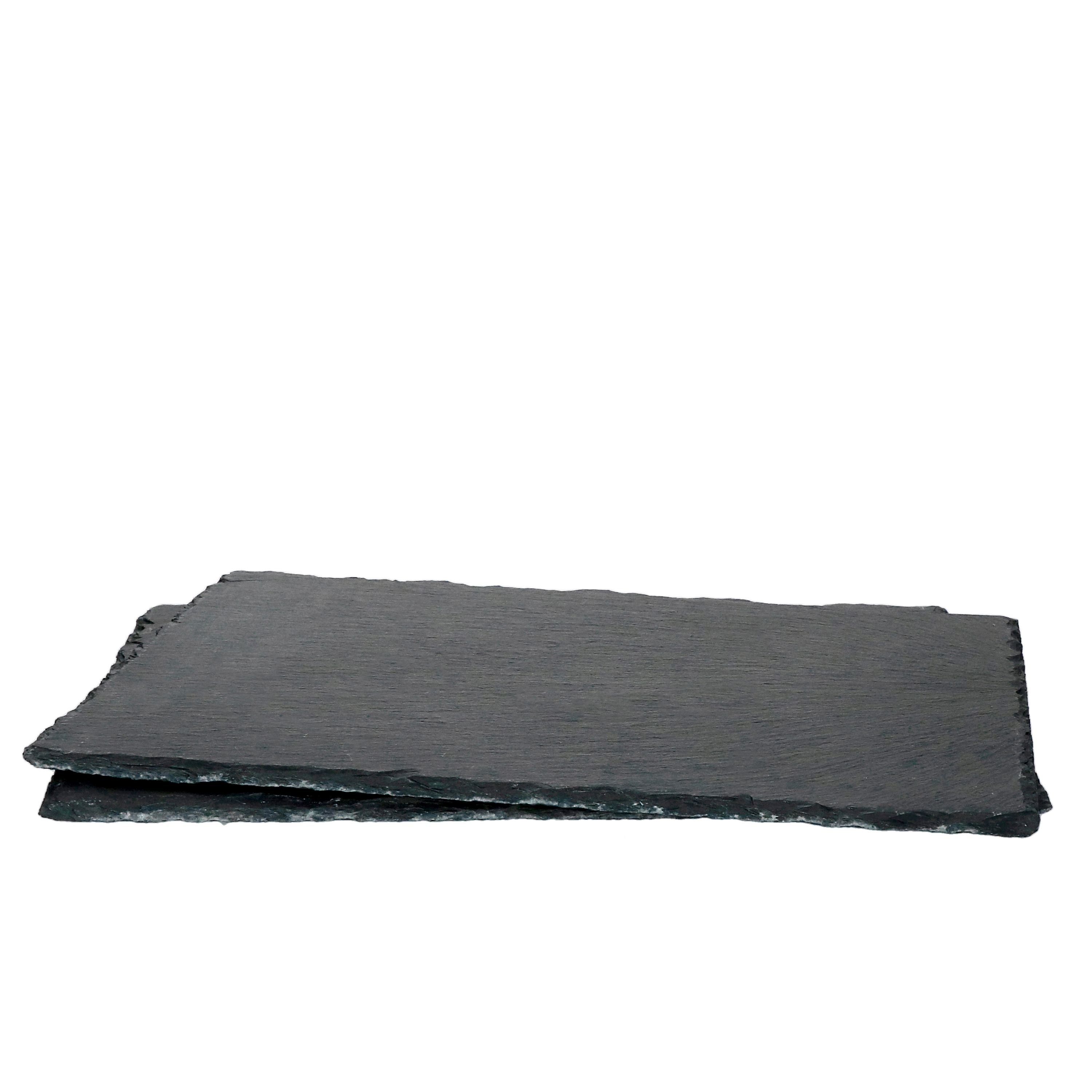 MamboCat 6er Set Schieferplatten Rund – Ø 30 Cm, Schwarz, Rustikale Bruchkante, Für Pizza, Käse & Deko