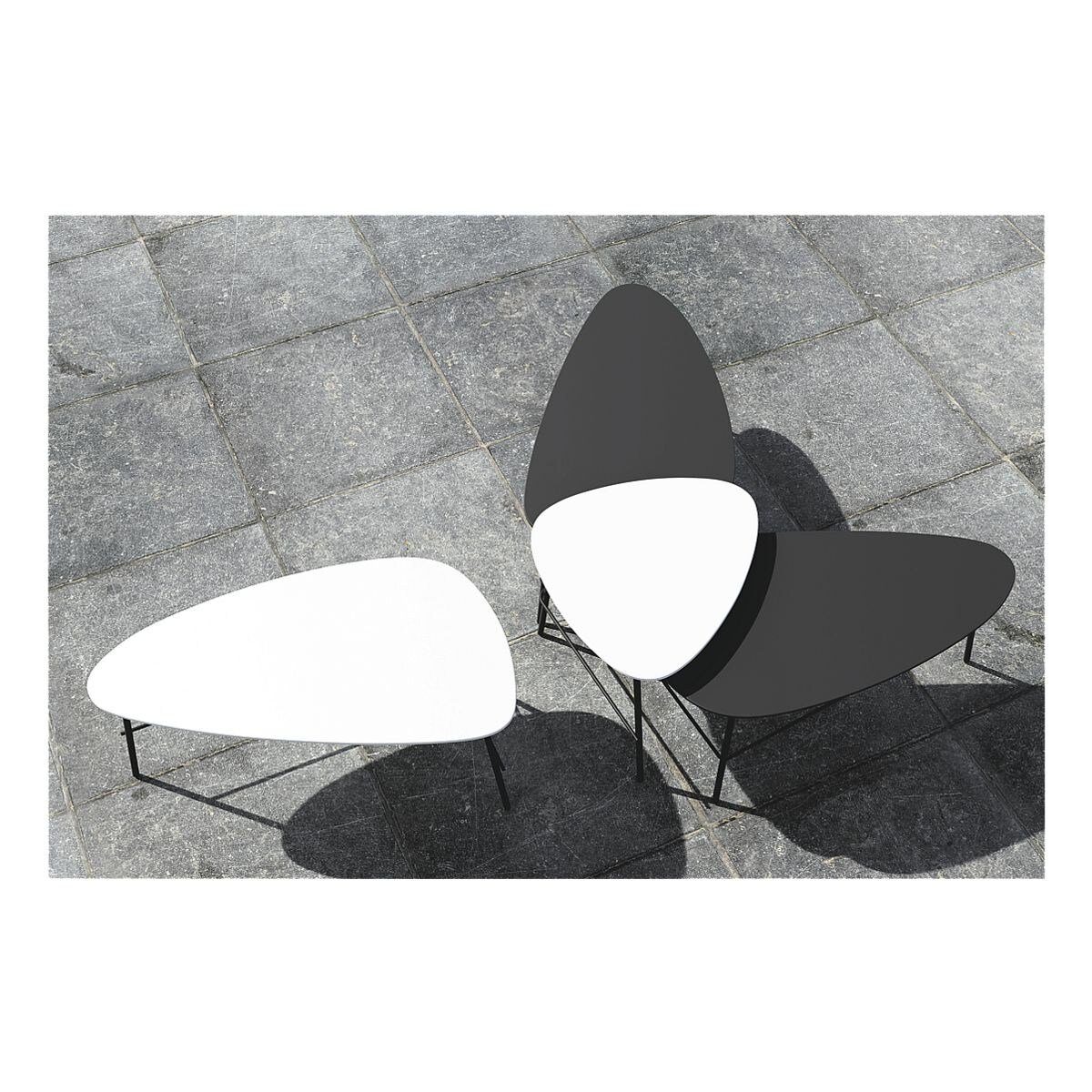 Lazy, schwarz/schwarz Breite 50 lackierter Beistelltisch mit Tischplatte cm, PAPERFLOW