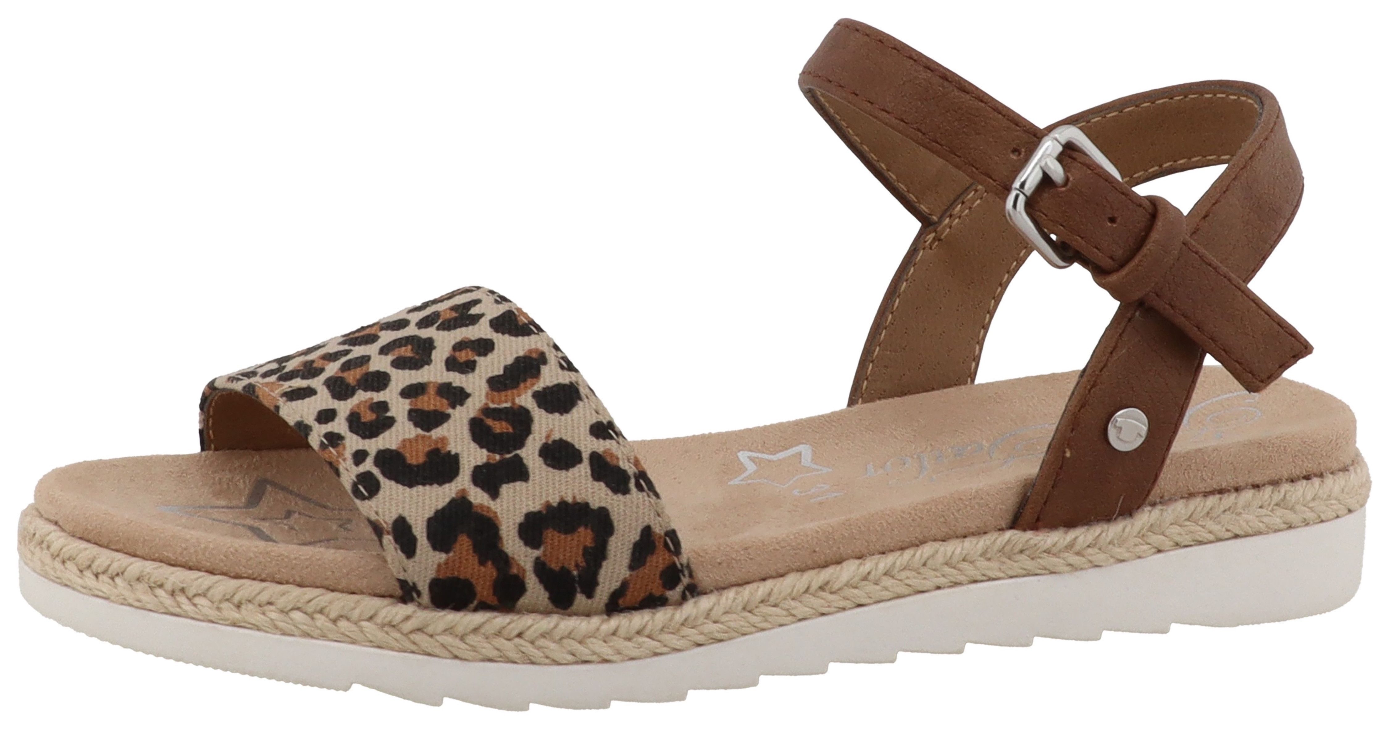 TOM TAILOR Resa Riemchensandale Sommerschuh, Sandalette im angesagten Animal-Look