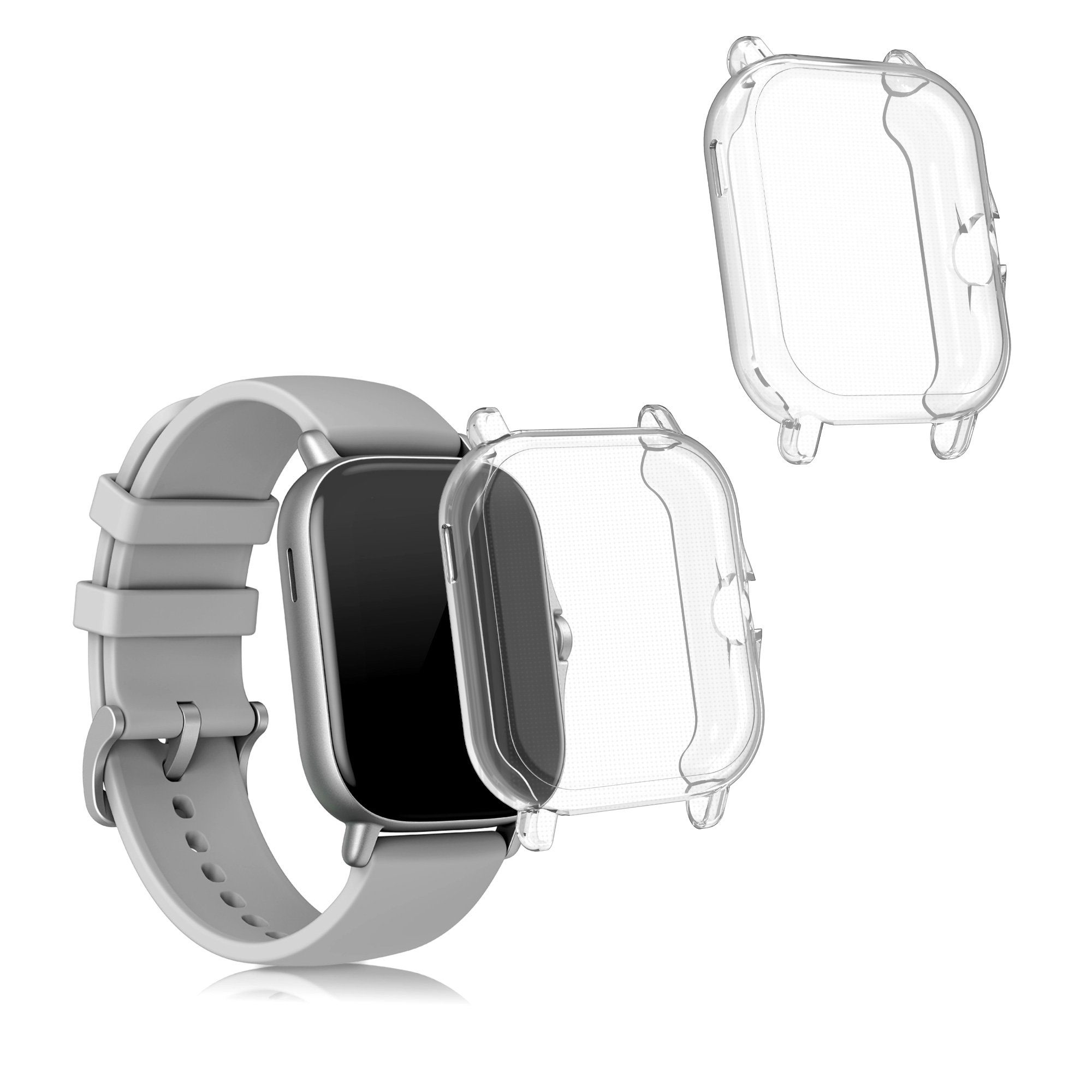 kwmobile 2x Silikon Hülle für Huami Amazfit GTS 3 / GTS 2 / GTS 2e Smartwatch, 2-tlg., Schutzhülle Fullbody Display Cover Set aus Silikon