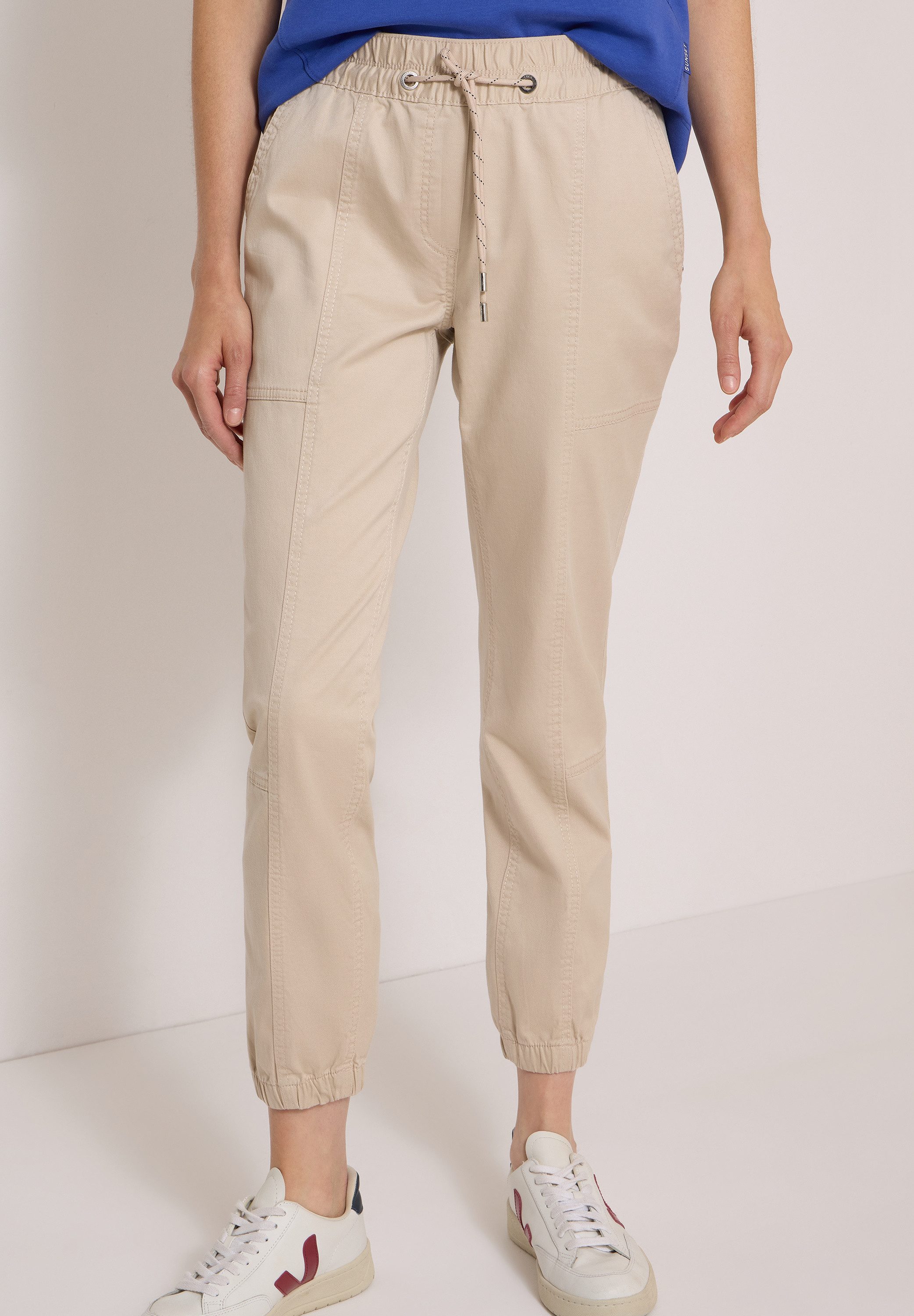 CECIL Stoffhose Style Tracey mit Teilungsnähten, Elastikbund, verkürzte Beinlänge