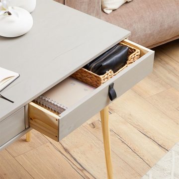 IDIMEX Schreibtisch WANDA, Schreibtsich Arbeitstisch aus Kiefer mit 2 Schubladen in grau/natur un