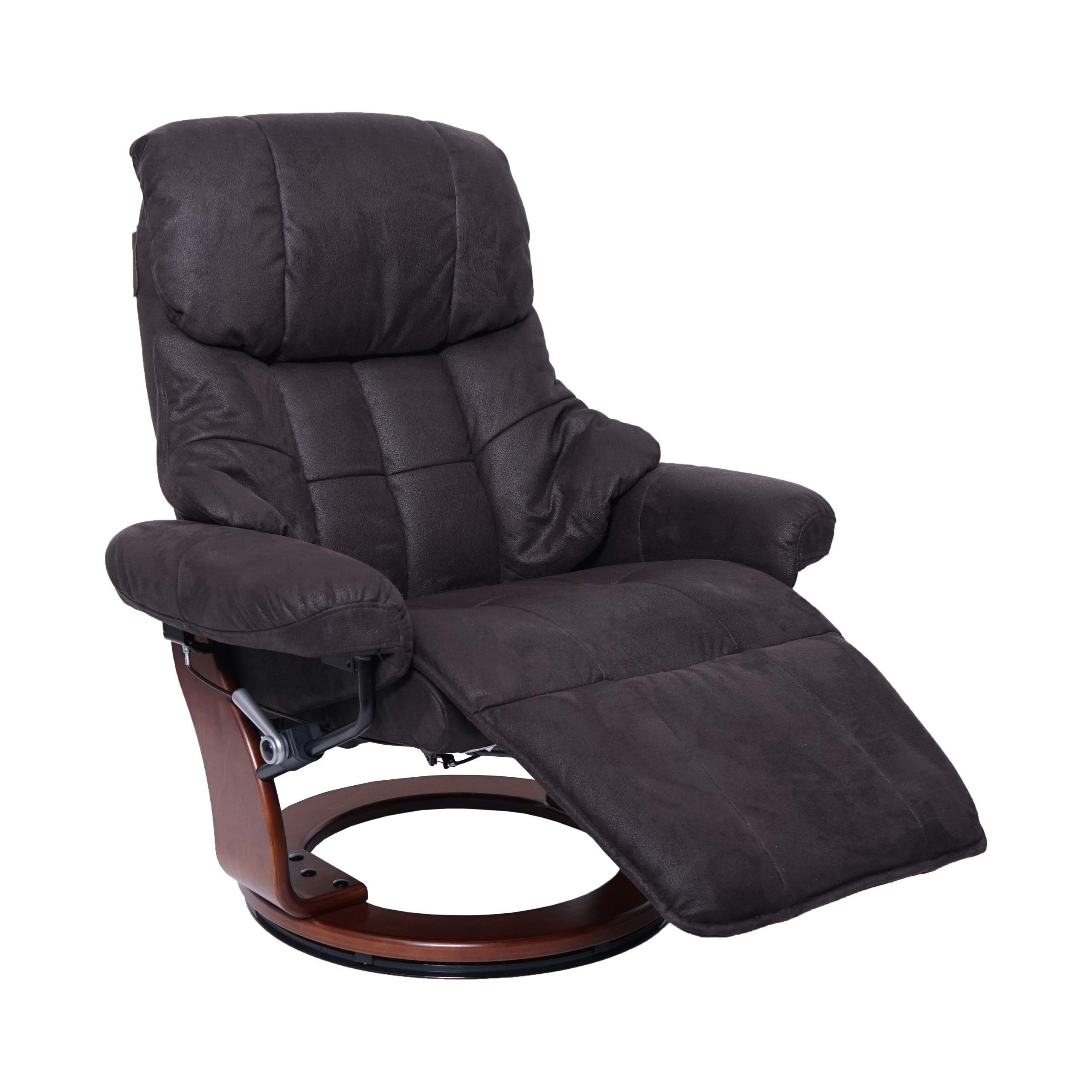 MCA furniture Relaxsessel Windsor 2-S, Fußstütze und Rückenlehne separat verstellbar, extradicke Polsterung braun-schwarz, Walnuss-Optik