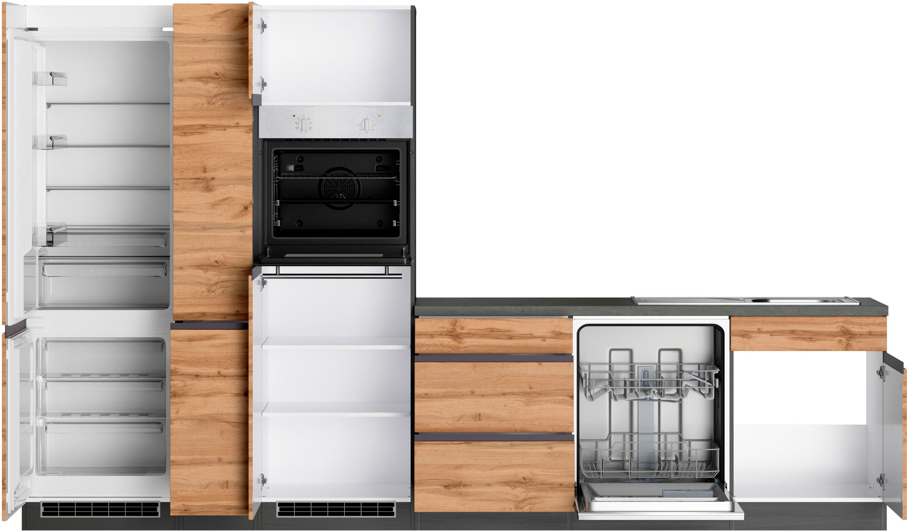 KOCHSTATION Winkelküche KS-Riesa, Stellbreite 390/180 cm, wahlweise mit Induktionskochfeld