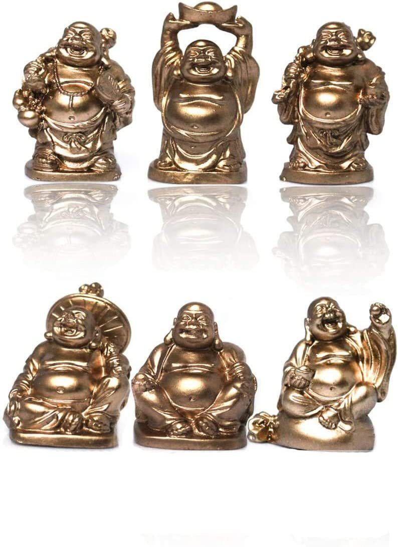 Buddhafigur 6 stück Verschiedene Buddha Figuren Glücksbringer Happy Buddha