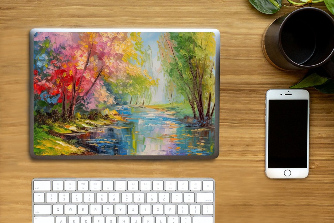 Thumbnail - MuchoWow Laptop-Aufkleber Ölfarbe - Landschaft - Natur - Farbenfroh, (1tlg), Laptop Folien Cover, Aufkleber, Sticker, Sc...