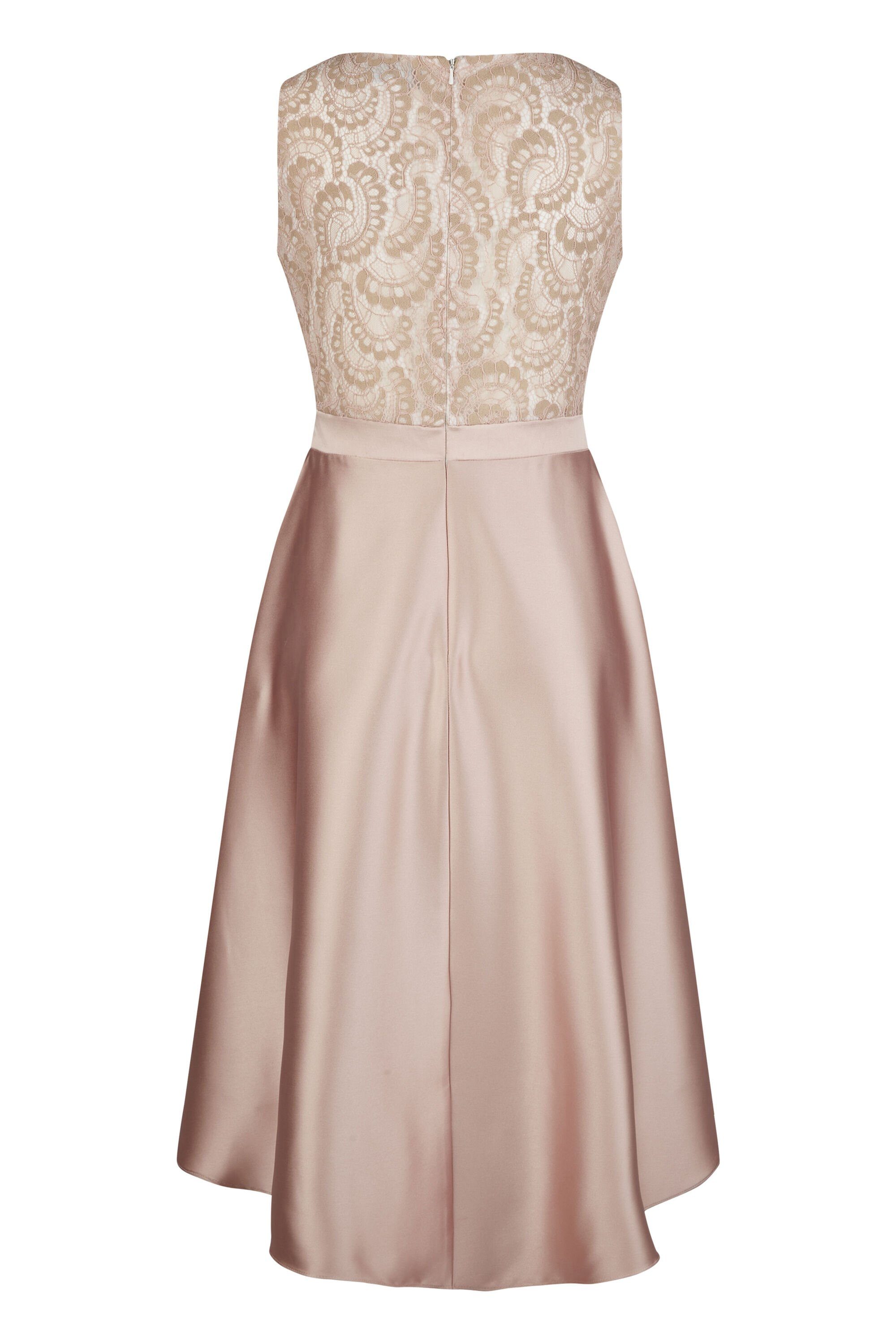 Kleo Abendkleid mit High-Low-Rock aus rose Satin Misty