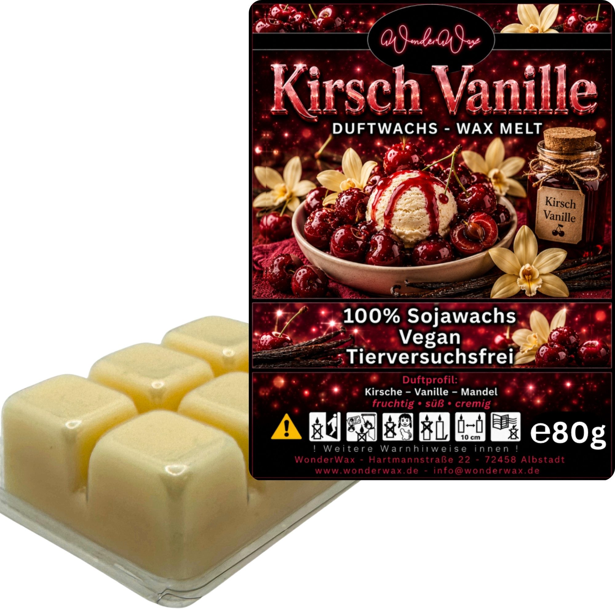 WonderWax Duftwachs WonderWax® Duftwachs 6 Würfel, (Kirsch Vanille), Duftrichtung: Kirsch Vanille