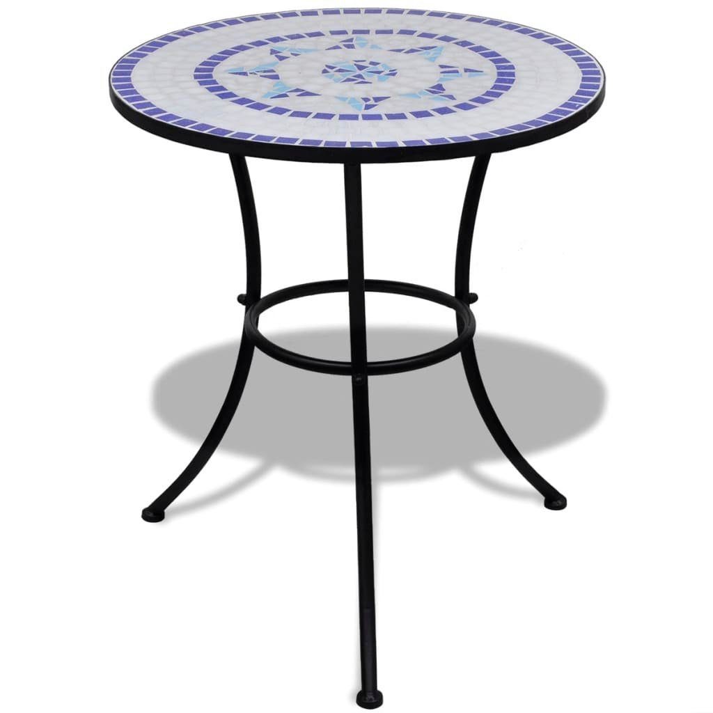 Mosaik Blau 60 Weiß cm und Gartentisch furnicato Bistrotisch