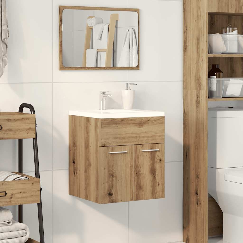 vidaXL Badezimmer-Set Waschbeckenschrank Artisan-Eiche 41x38,5x46 Holzwerks günstig online kaufen