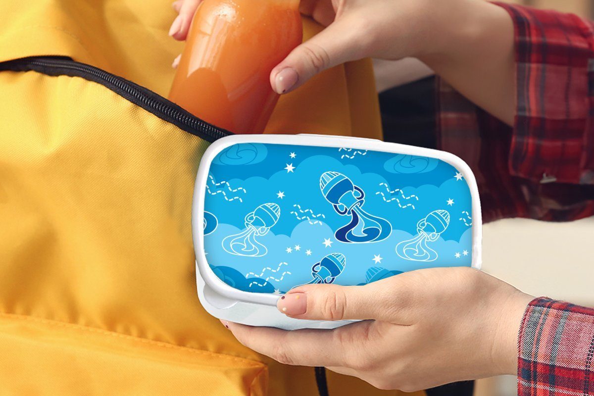 Tierkreiszeichen, Jungs weiß Brotdose, und Lunchbox Mädchen (2-tlg), Design MuchoWow - Brotbox für für Erwachsene, - und Kinder Kunststoff, Wassermann