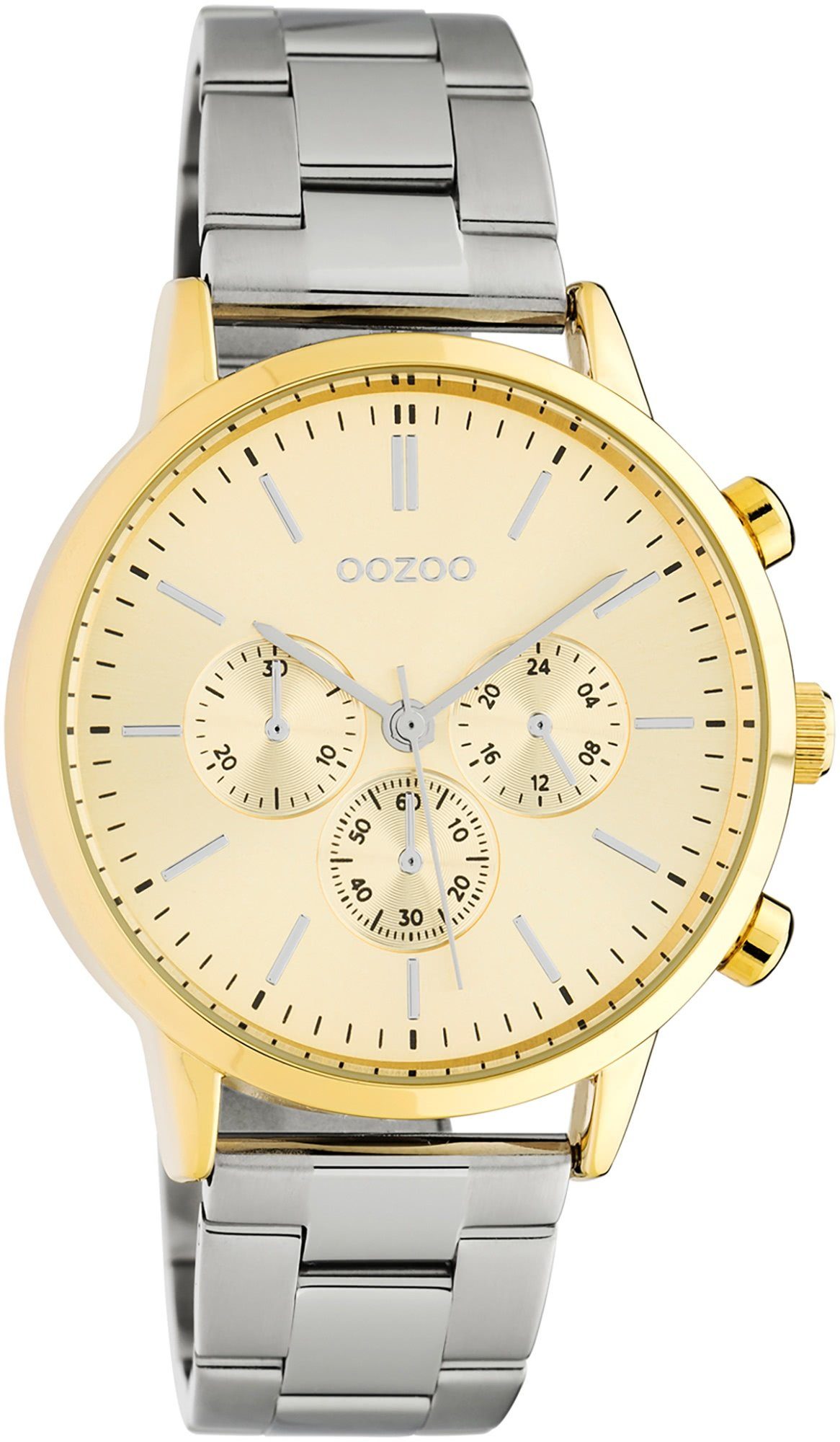 OOZOO Quarzuhr Oozoo Damen Armbanduhr silber Analog, Damenuhr rund, mittel  (ca. 38mm) Edelstahlarmband, Fashion-Style, silberne Zeiger und Indizes | Quarzuhren