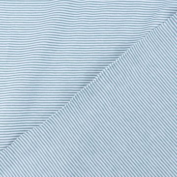 SCHÖNER LEBEN. Stoff Jersey Baumwolljersey YARN DYED Streifen fein weiß blau 1,5m Breite, allergikergeeignet
