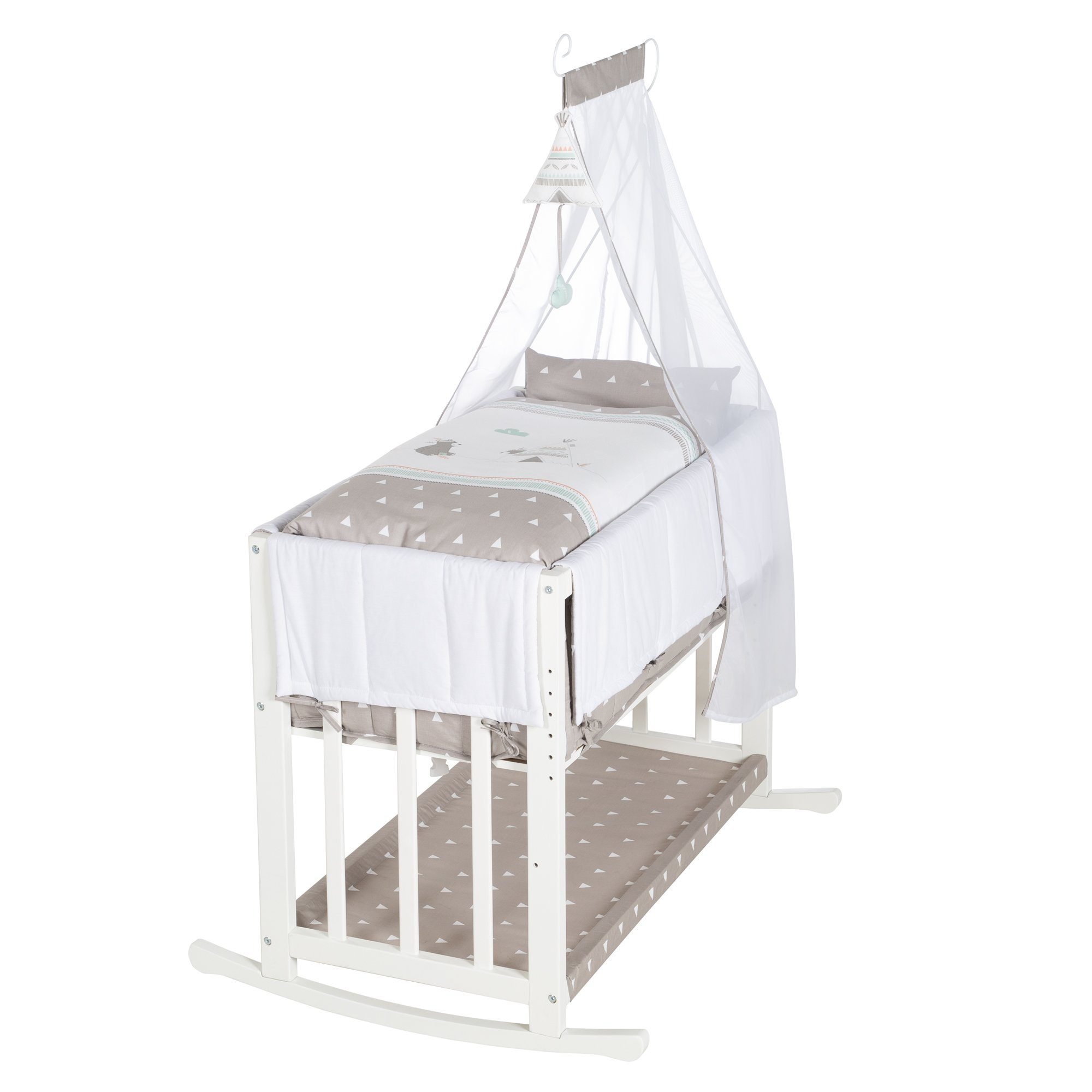 roba® Babybett Stubenbett 4 in 1 - Holz natur - inkl. Matratze & kompletten günstig online kaufen