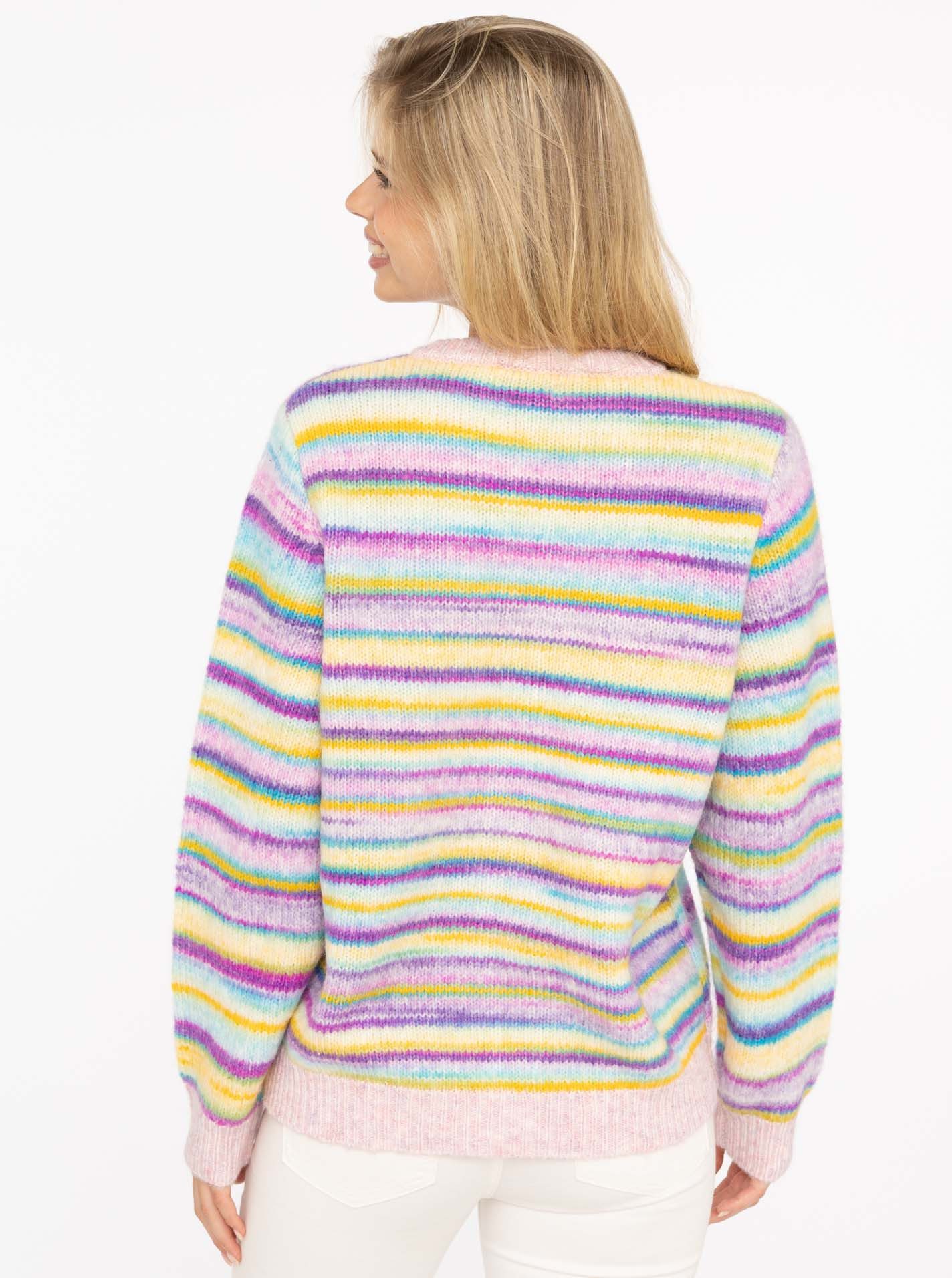 Zwillingsherz Strickjacke "Kleine Streifen" mit Knöpfen und Wollanteil