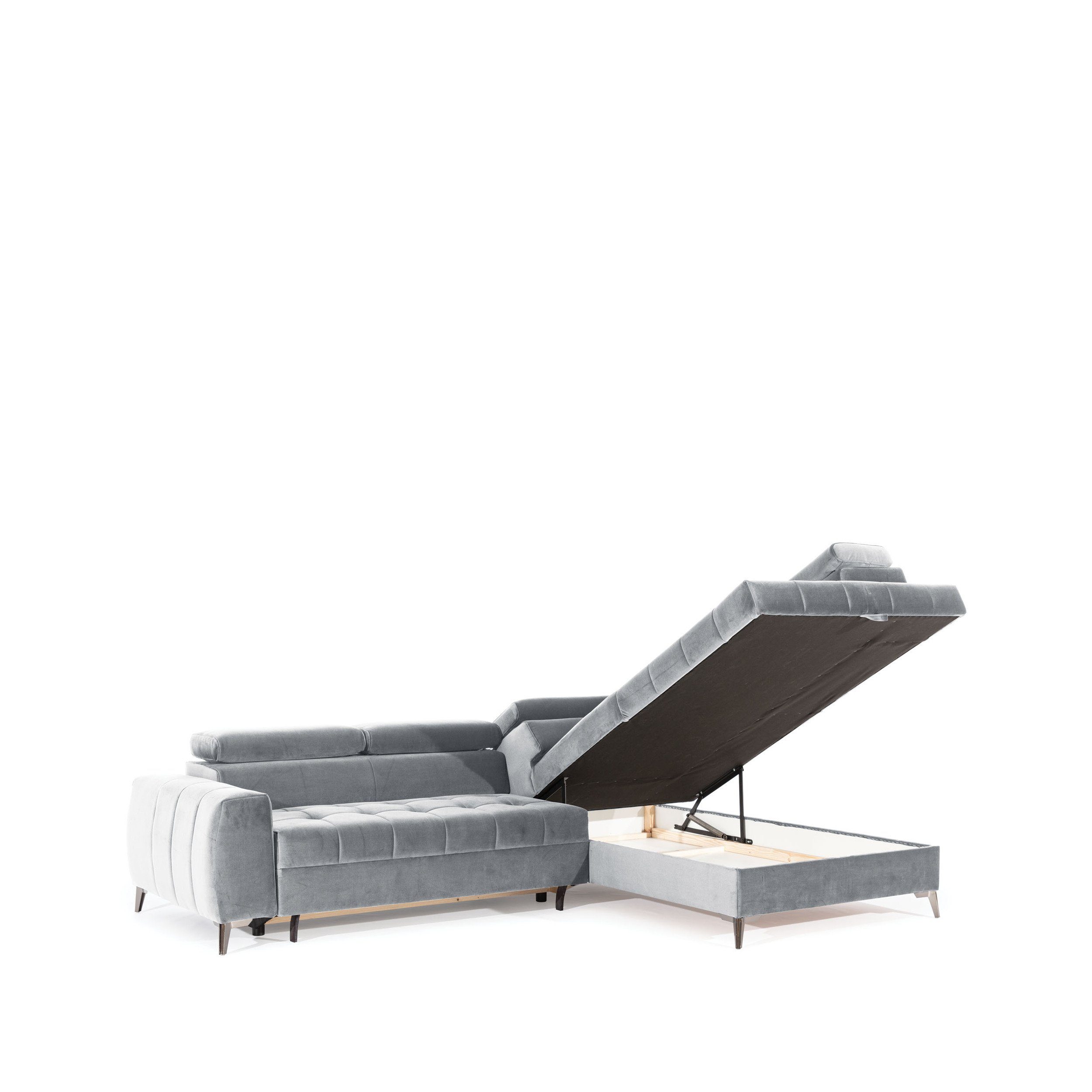 Stylefy Ecksofa rechts Kopfteilverstellung L-Form, Beige Dali, links bestellbar, oder und mit inklusive Eckcouch, Bettkasten, Bettfunktion wahlweise mit mane Wellenfederung