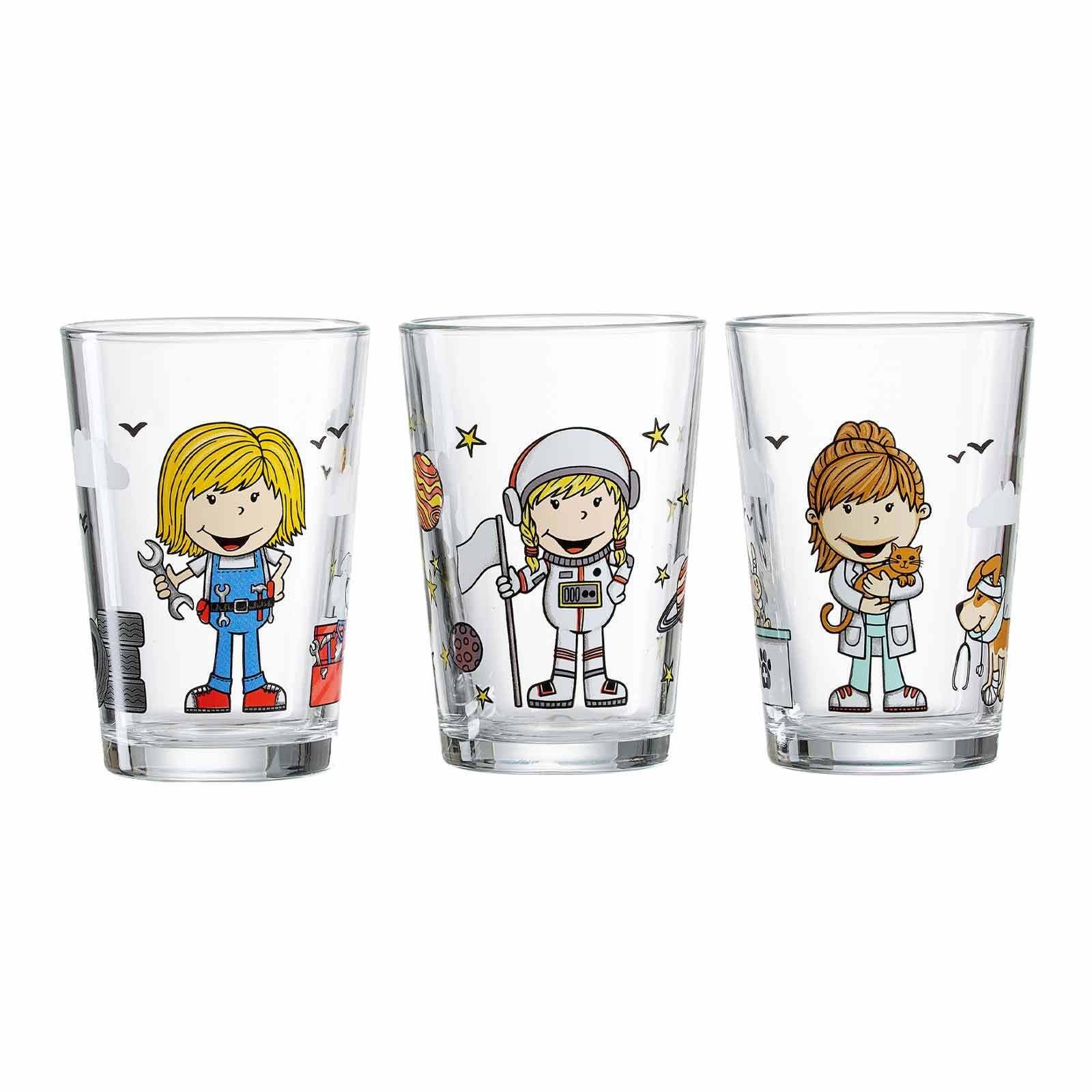Ritzenhoff & Breker Kinderbecher Berufe Mädchen Kindergläser 205 ml 3-tlg., 3-tlg., Glas