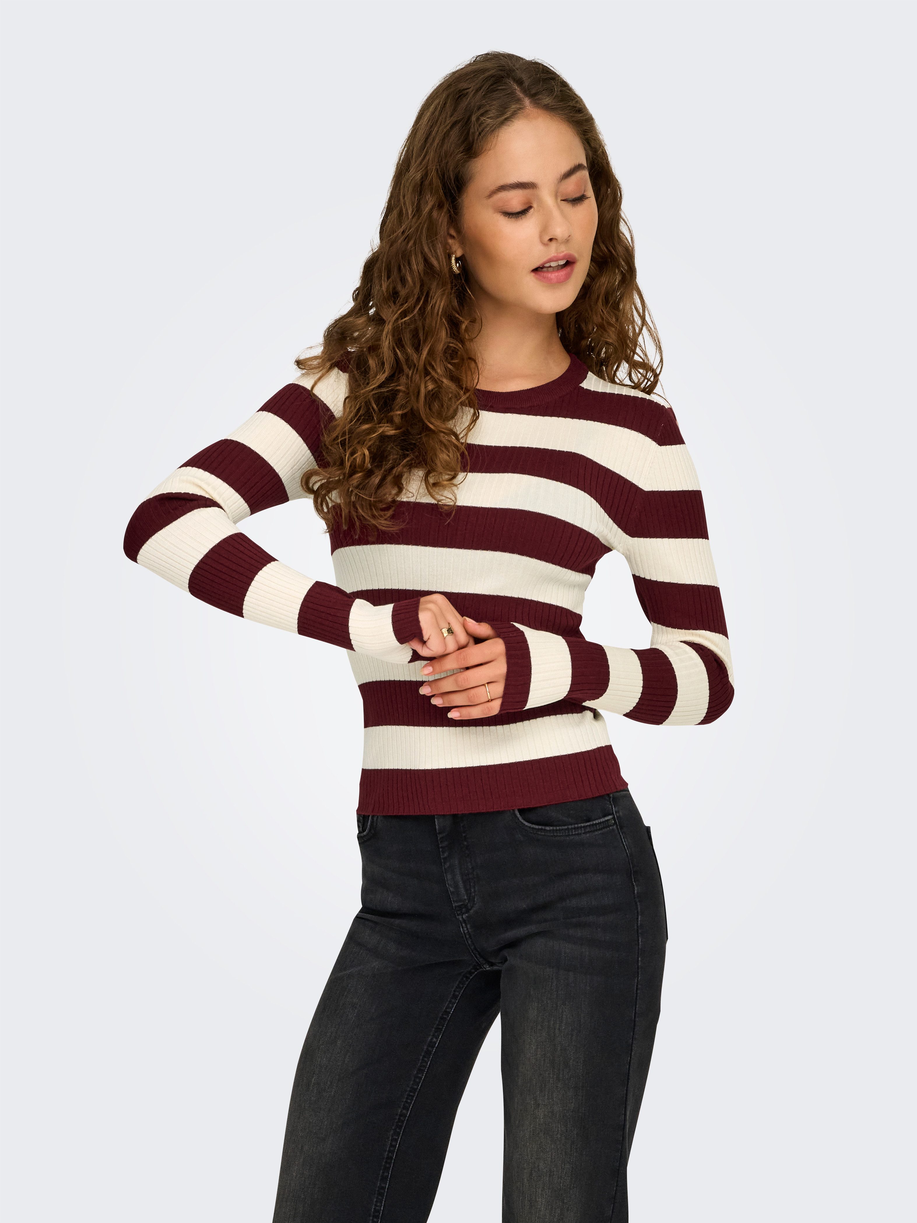 JDY Rundhalspullover JDYPLUM L/S O-NECK PULLOVER KNT NOOS