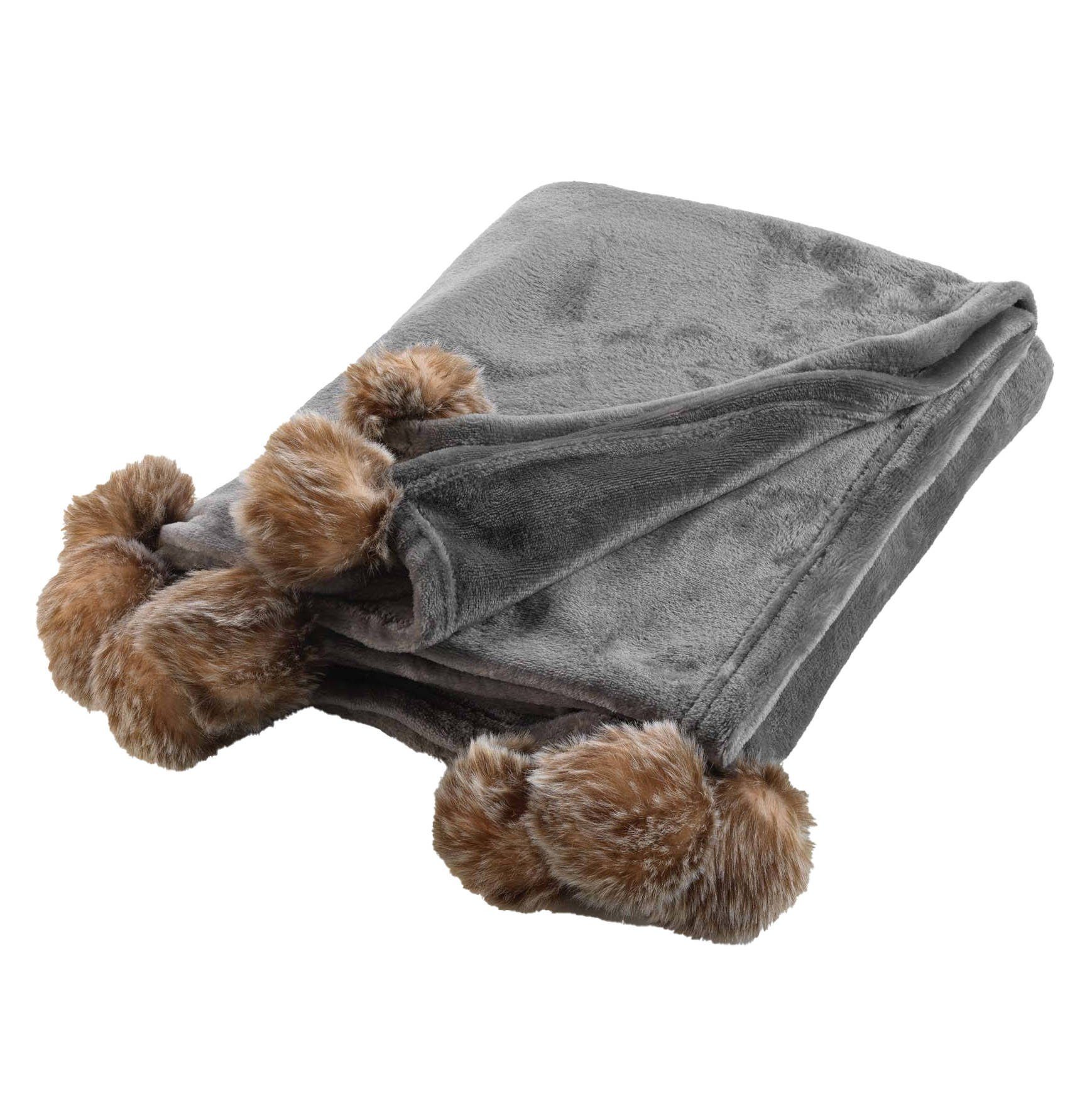 Douceur d'intérieur Tagesdecke Weiche Decke SNOWY, mit Pompons, kuschelig, 125 x 150 cm