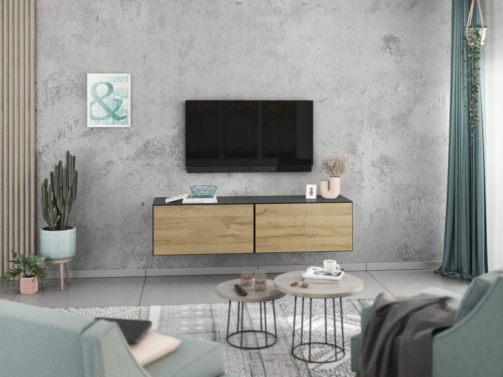 moebel-dich-auf Lowboard VARIANTO 1 (2 tlg., 152 cm breit, TV-Schrank bestehend aus 2 Schränken mit Klappe), stehend und hängend