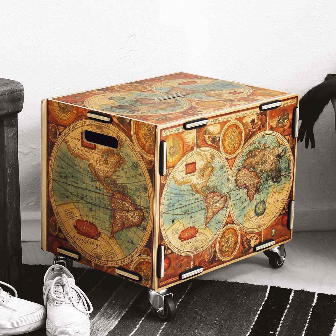 WERKHAUS® Rollcontainer Werkhaus Rollbox Rollcontainer Tisch Aufbewahrungsbox m.Deckel