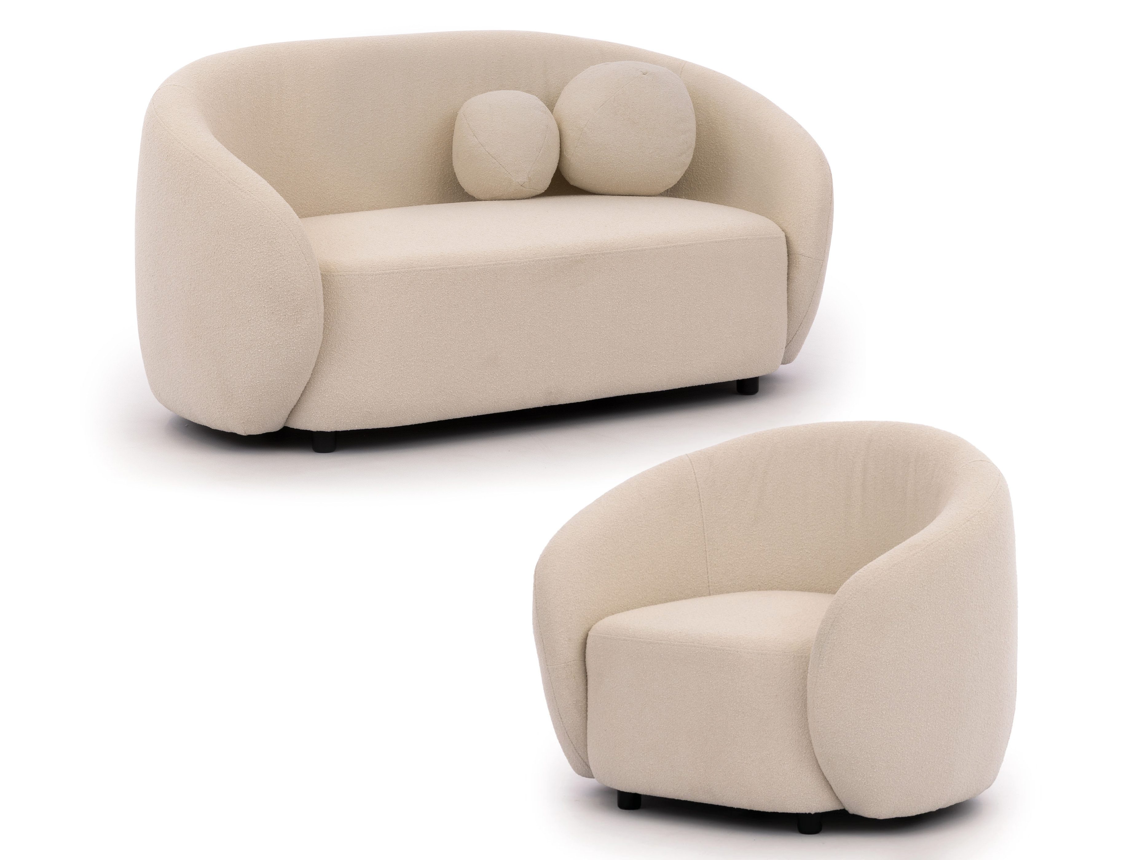 S-Style Möbel Polstergarnitur 2+1 Roundi, Bouclé, günstig online kaufen
