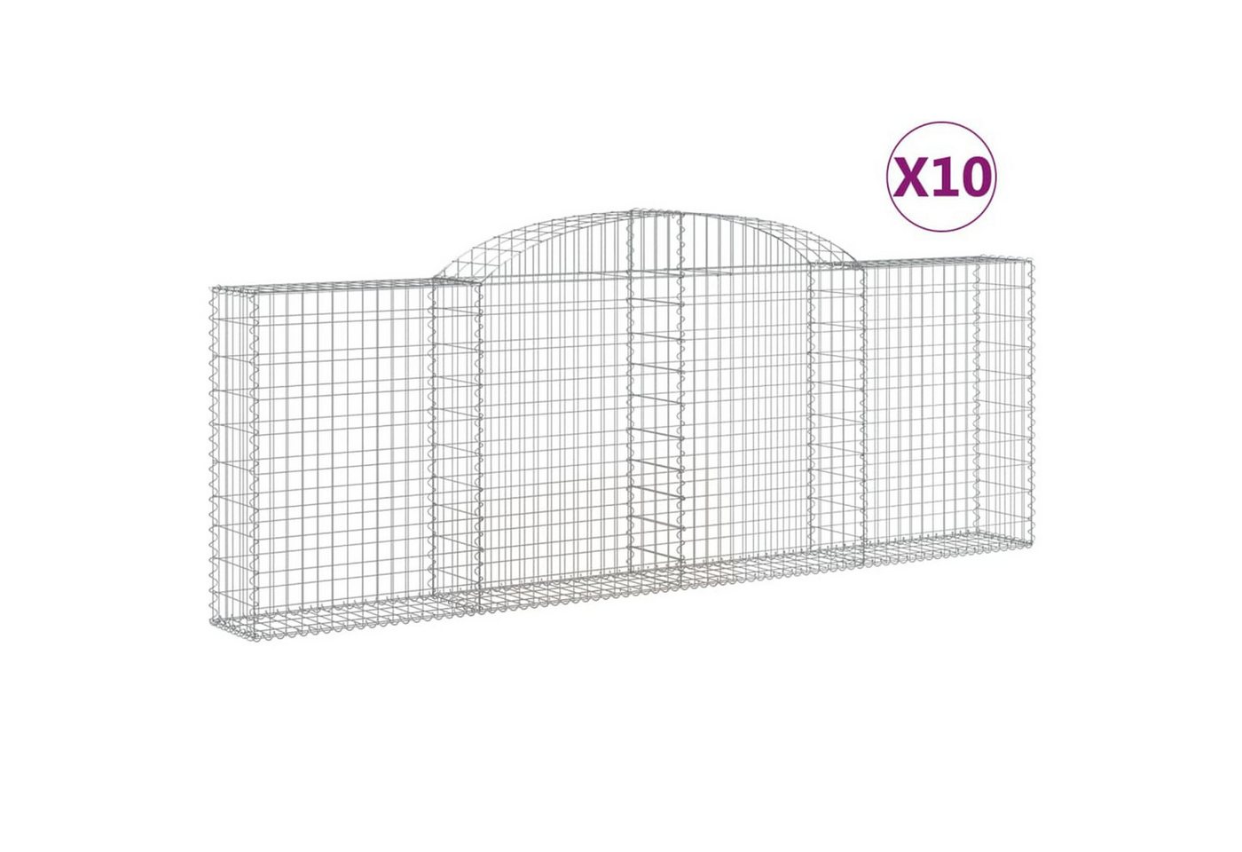Thumbnail - DOTMALL Gabionenzaun Gabionen mit Hochbogen 10 Stk 300x30x100/120cm Verzinktes Eisen