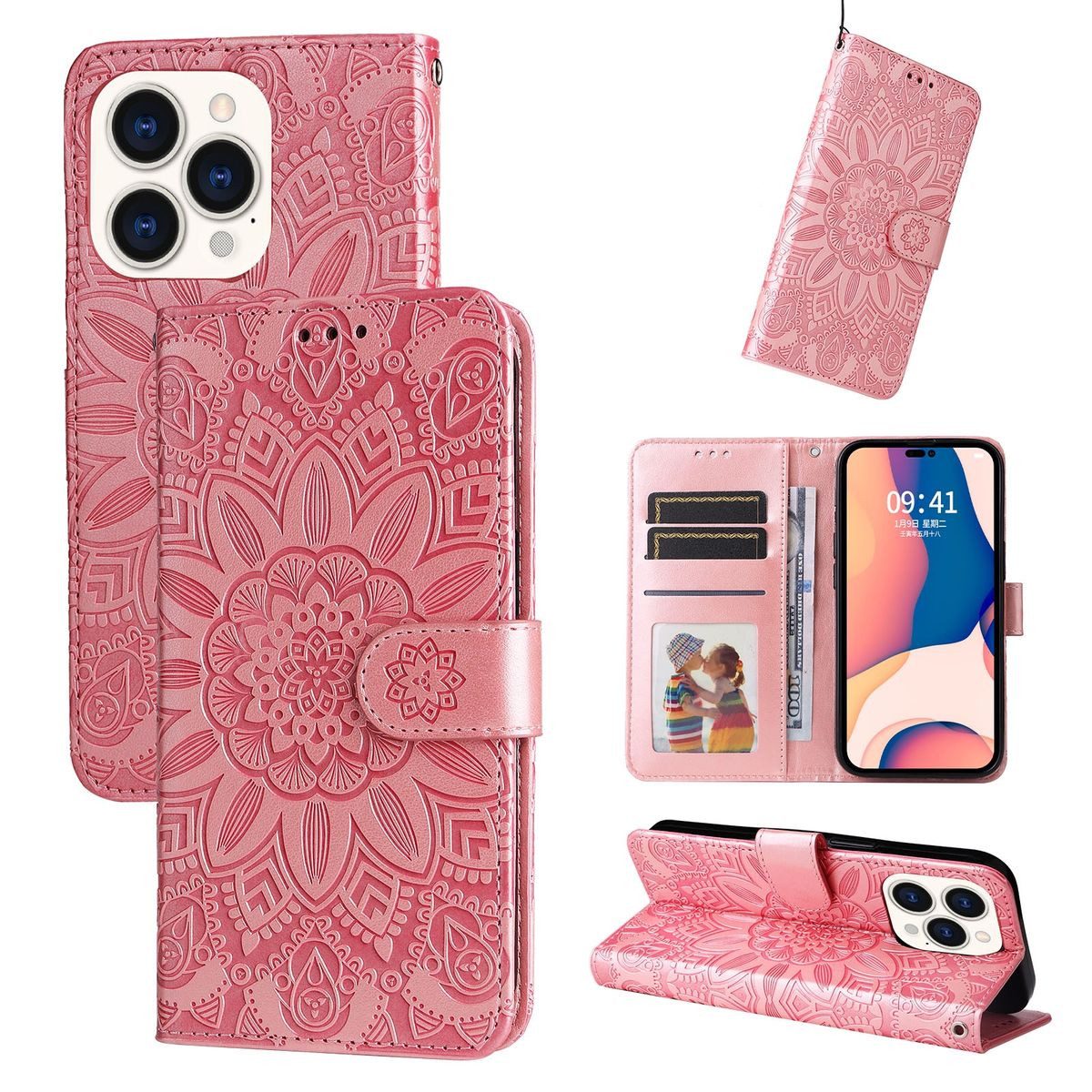 König Design Handyhülle Apple iPhone 14 Pro, Schutzhülle Schutztasche Case Cover Etuis Wallet Klapptasche Bookstyle