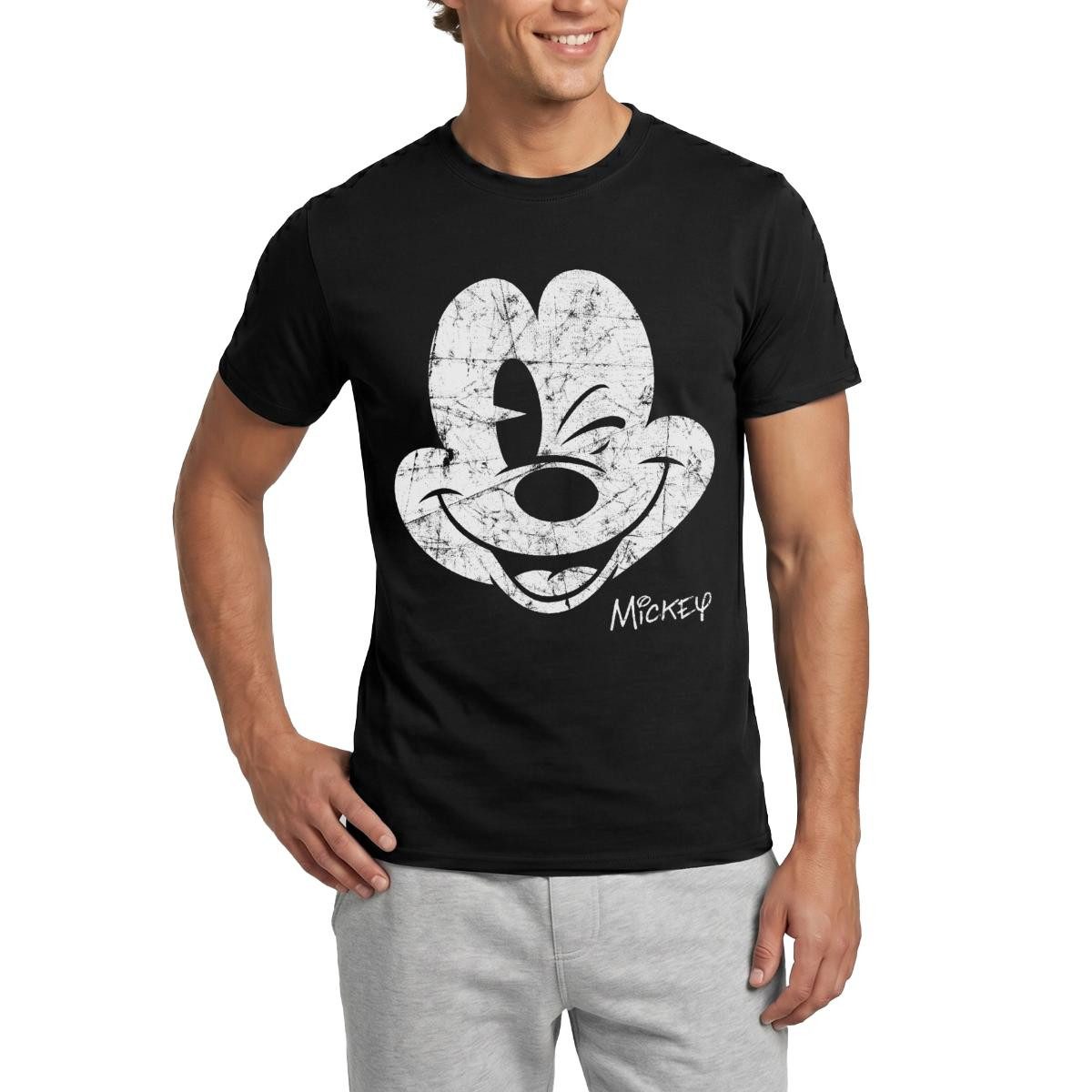 Spreadshirt T-Shirt Mickey & Minnie Retro Mickey Mouse Zwinkernd Männer T-Shirt (1-tlg)