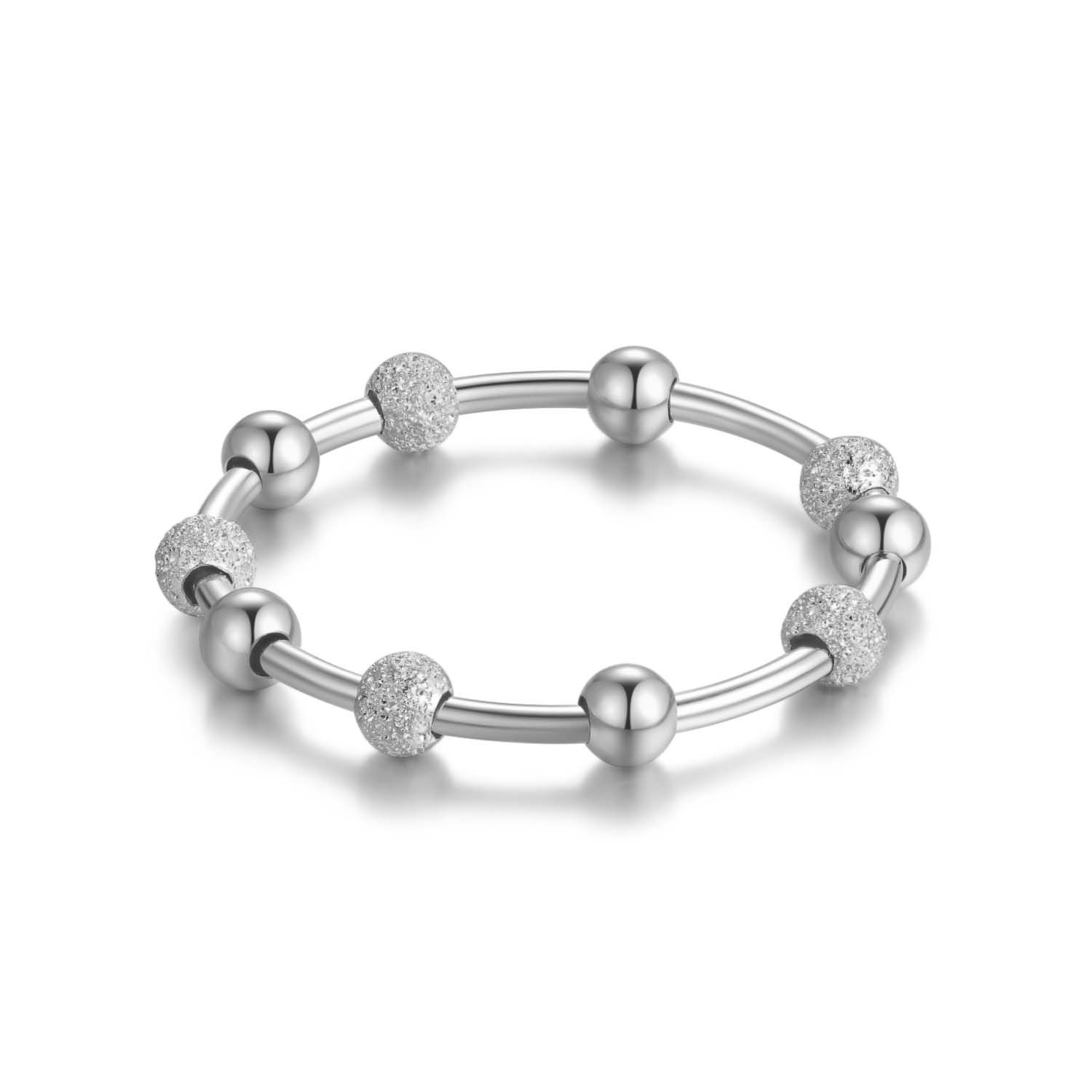 Lisandra Scott Silberring Anti-Stress Ring aus 925 Sterlingsilber mit drehbaren Glitzer-Kugeln – Bild 4 von 5