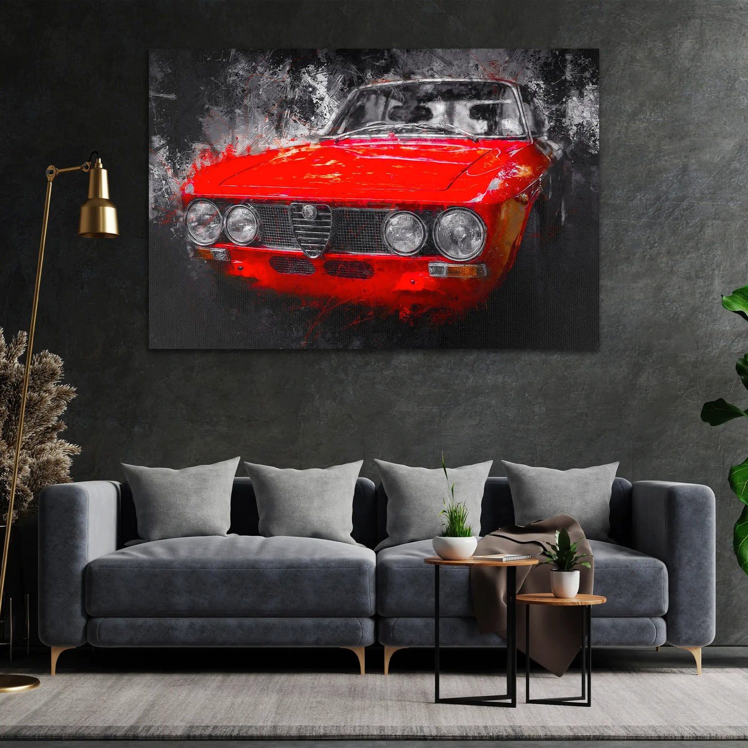 Artedinoi Leinwandbild Alfa Romeo GTV Abstract Auto Wandbild Leinwandbild Kunst XXL Deko