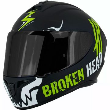 Broken Head Motorradhelm Adrenalin Therapy 4X Schwarz-Weiß + schwarzes Visier (Mit schwarzem Visier), Look für Adrenalin-Junkies