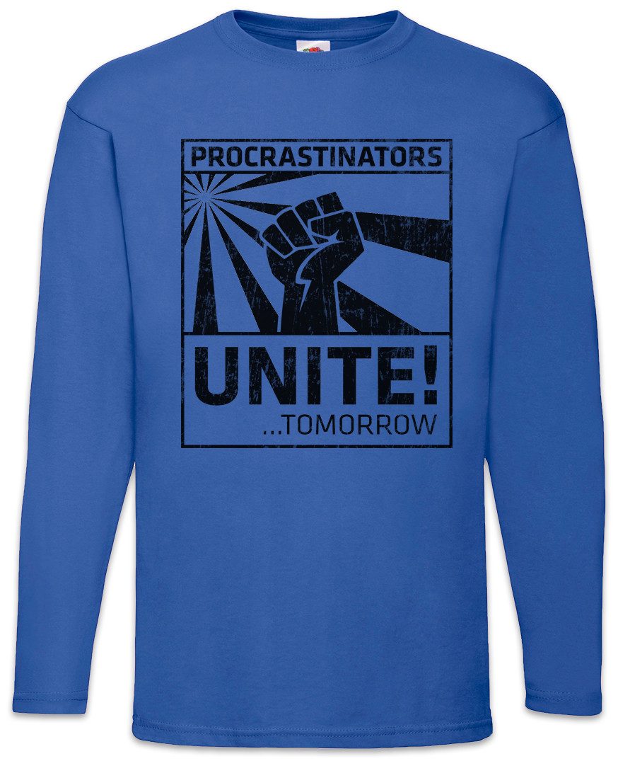 Langarmshirt Procrastinators Unite Langarm T-Shirt Geek Nerd Raised Fist Rebellion