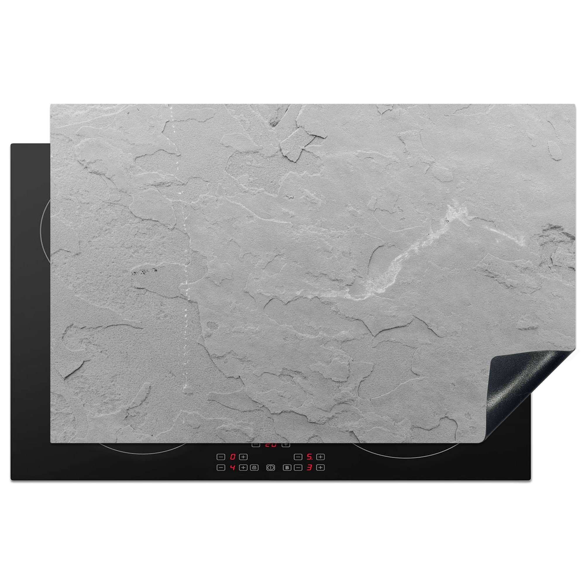 MuchoWow Herdblende-/Abdeckplatte Granit - Steine - Grau - Textur, Vinyl, (1 tlg), 81x52 cm, Induktionskochfeld Schutz für die küche, Ceranfeldabdeckung