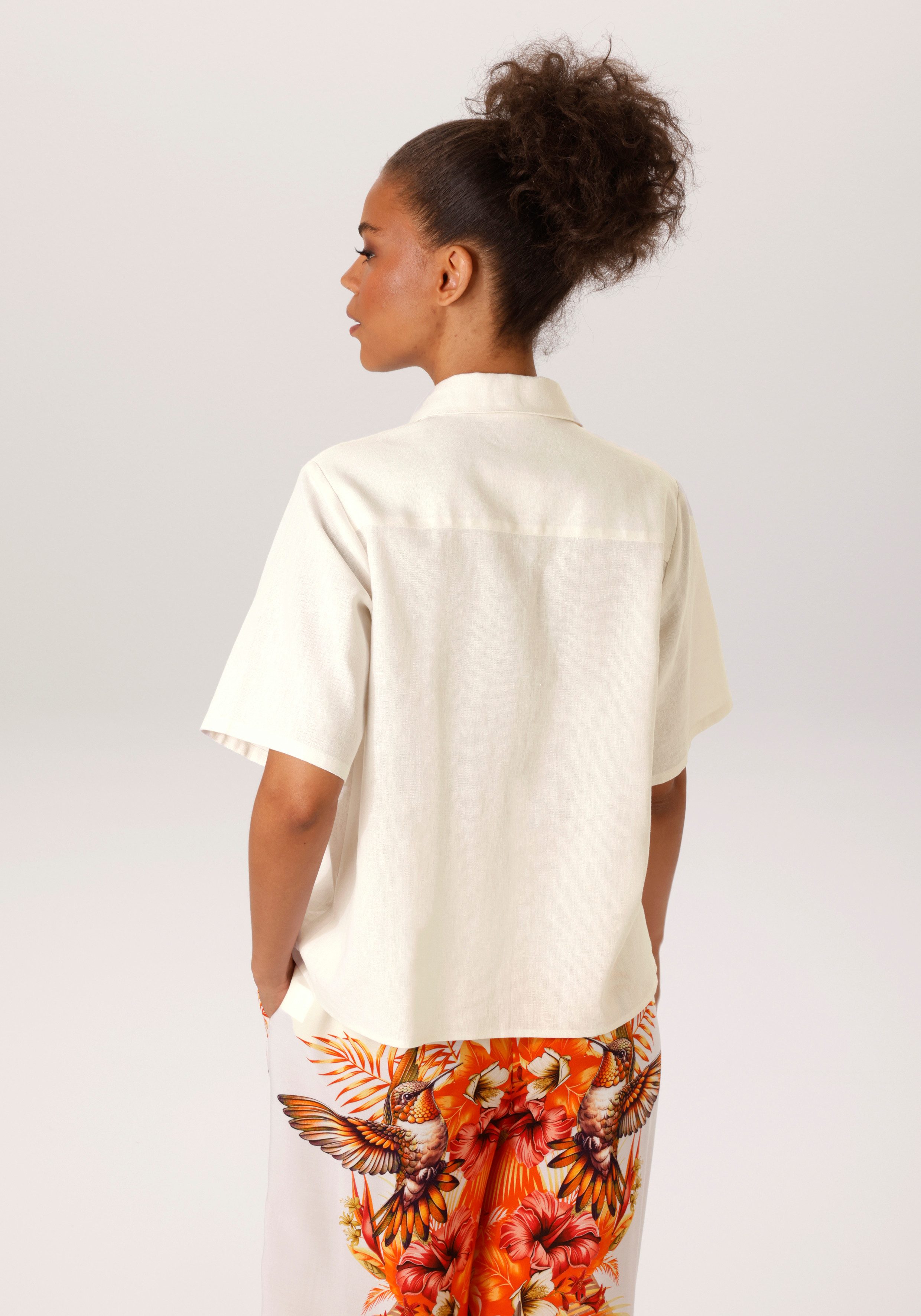 Aniston CASUAL Kurzarmbluse mit Leinen - NEUE KOLLEKTION günstig online kaufen