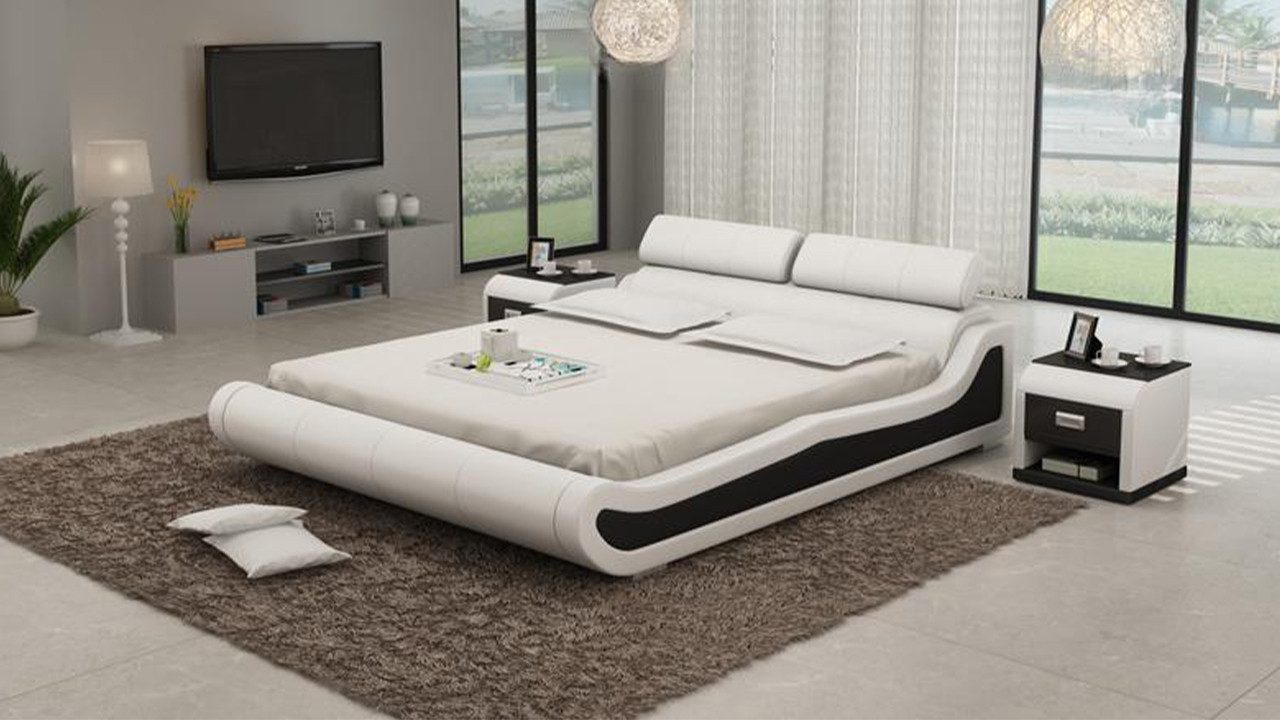 JVmoebel Kunstlederbett Luxus Leder Bett mit USB Polster Betten Doppel Modernes (1-tlg., Bett), Made in Europa