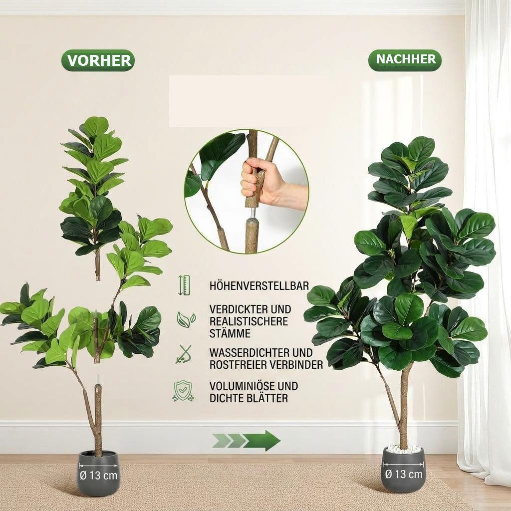Kunstbaum Künstlicher Geigenblatt-Feigenbaum, Kunstpflanzen,künstlicher Baum, GarveeMore, Höhe 120 cm – Bild 5 von 5