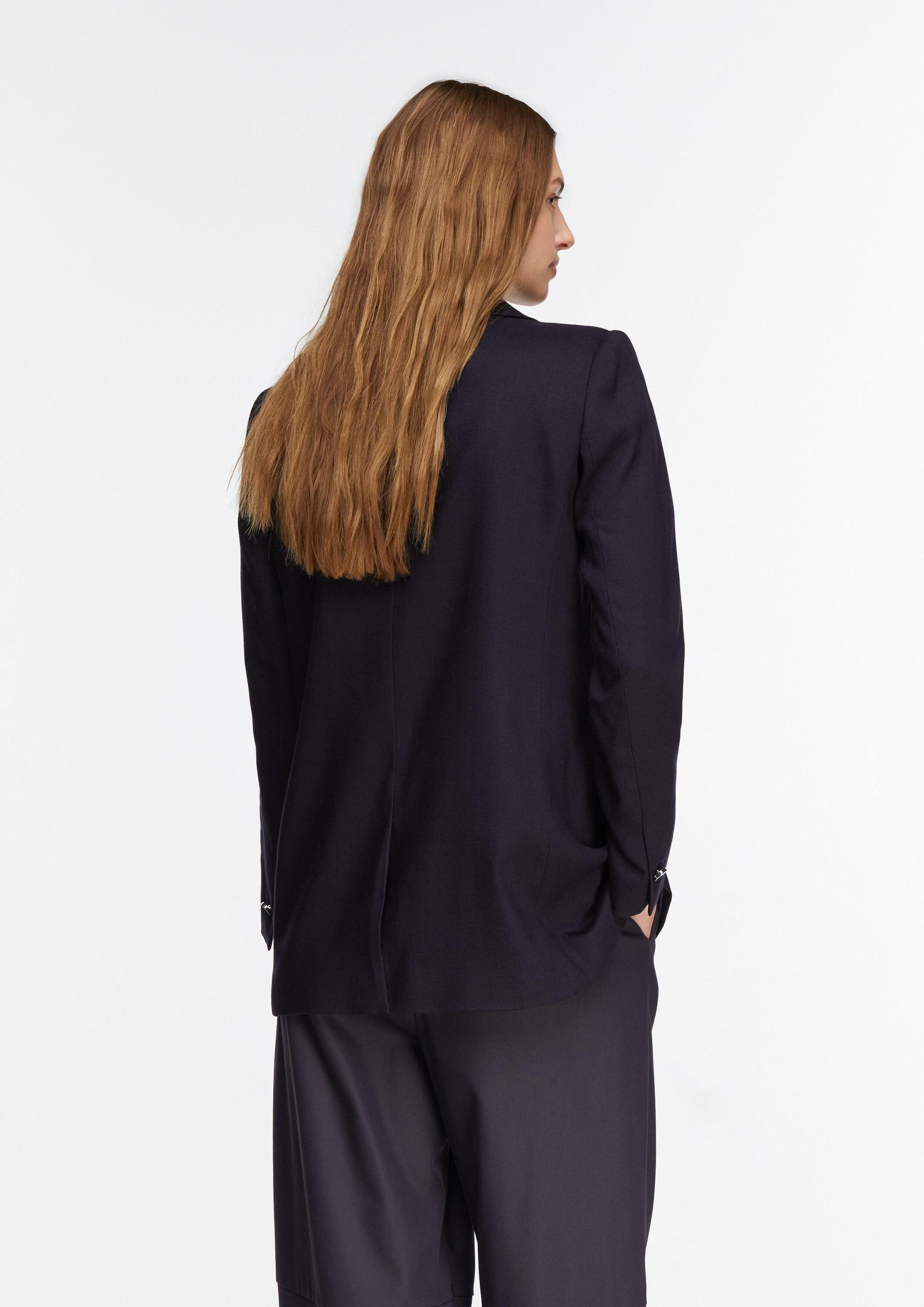 comma Jackenblazer Indoor-Blazer Doppelreihiger Blazer aus Viskosemix mit Piqué-Struktur