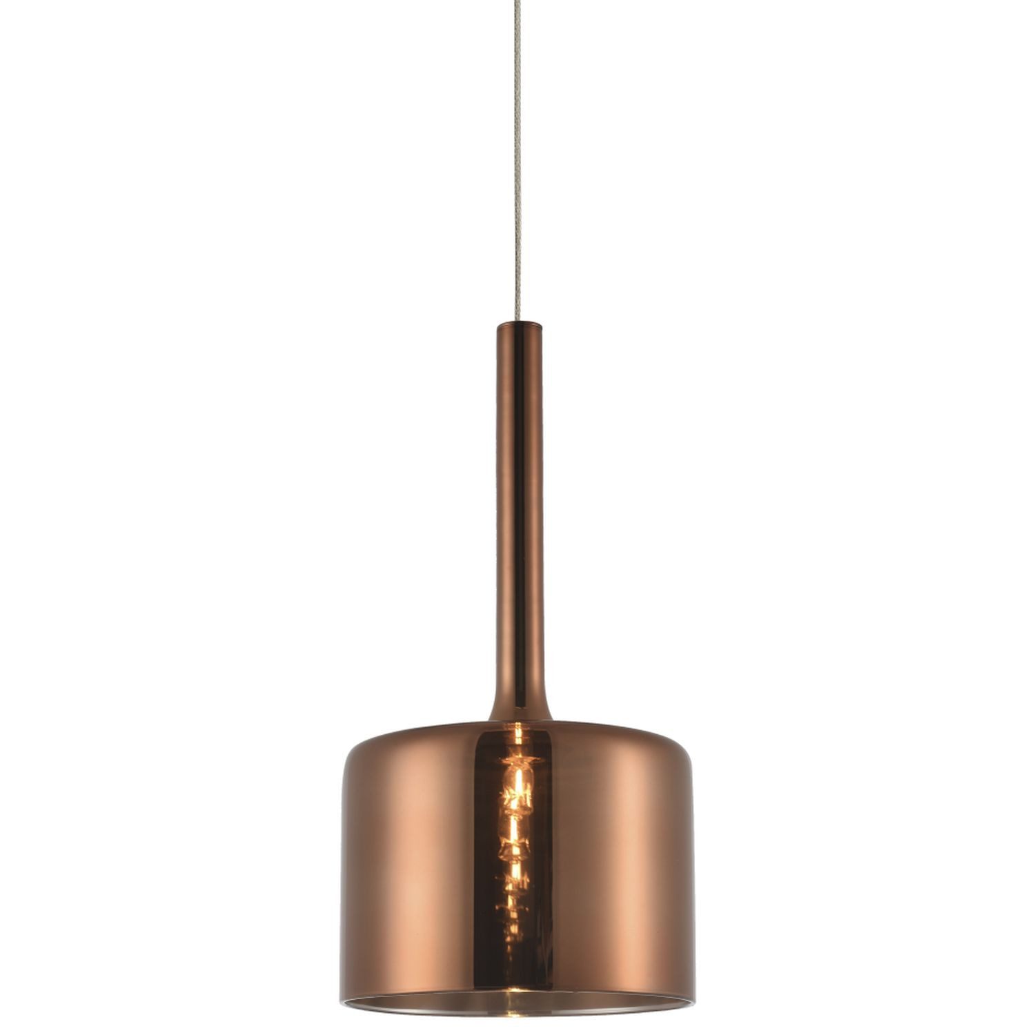 Licht-Erlebnisse Pendelleuchte ZEVENA, ohne Leuchtmittel, Glas Metall schmal Ø 14 cm H: max. 117 cm verstellbar in Kupfer G9