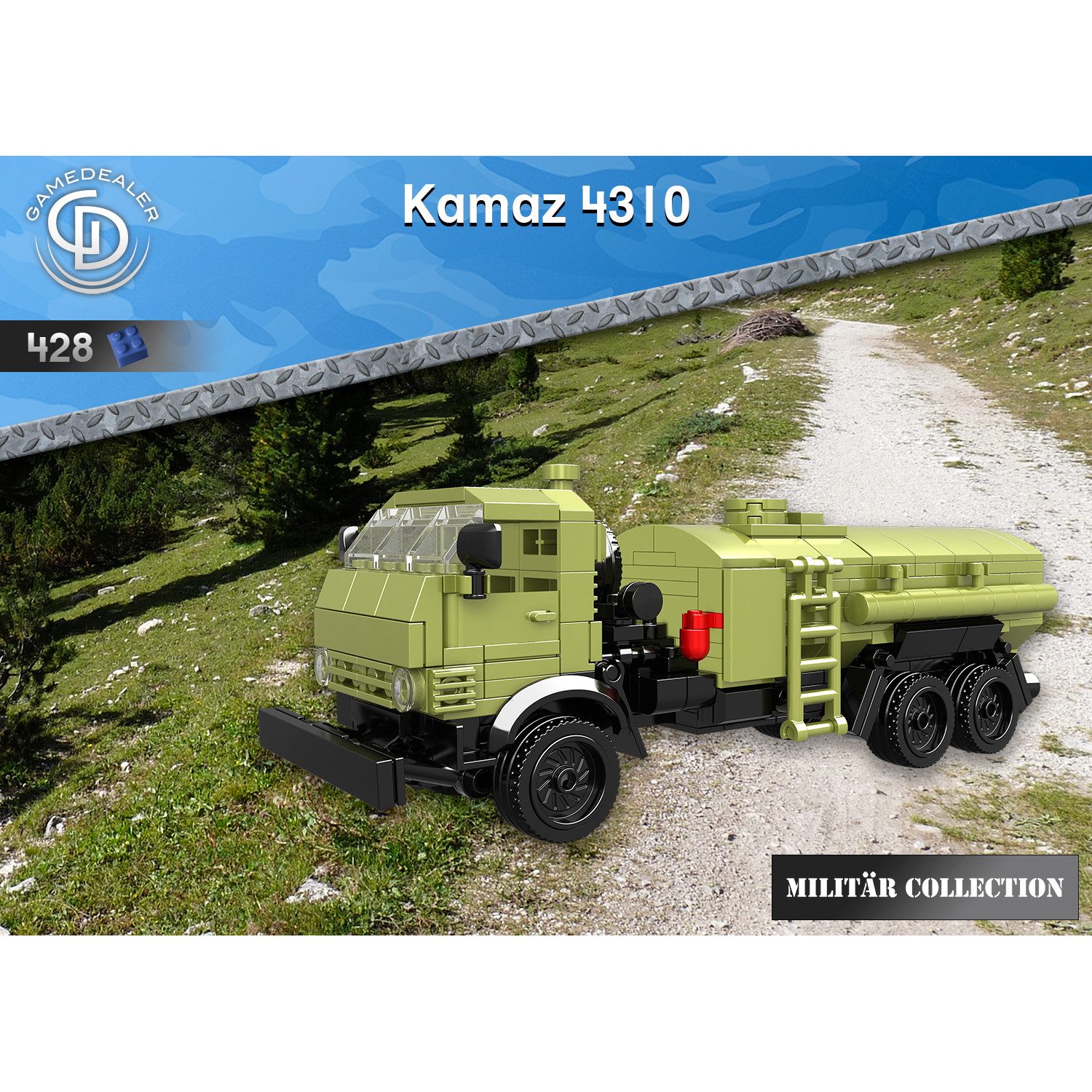 Gamedealer Spielzeug-LKW Kamaz 4310 Tankwagen LKW Klemmbausteine Modell 1:25 428 Teile, (428-tlg)