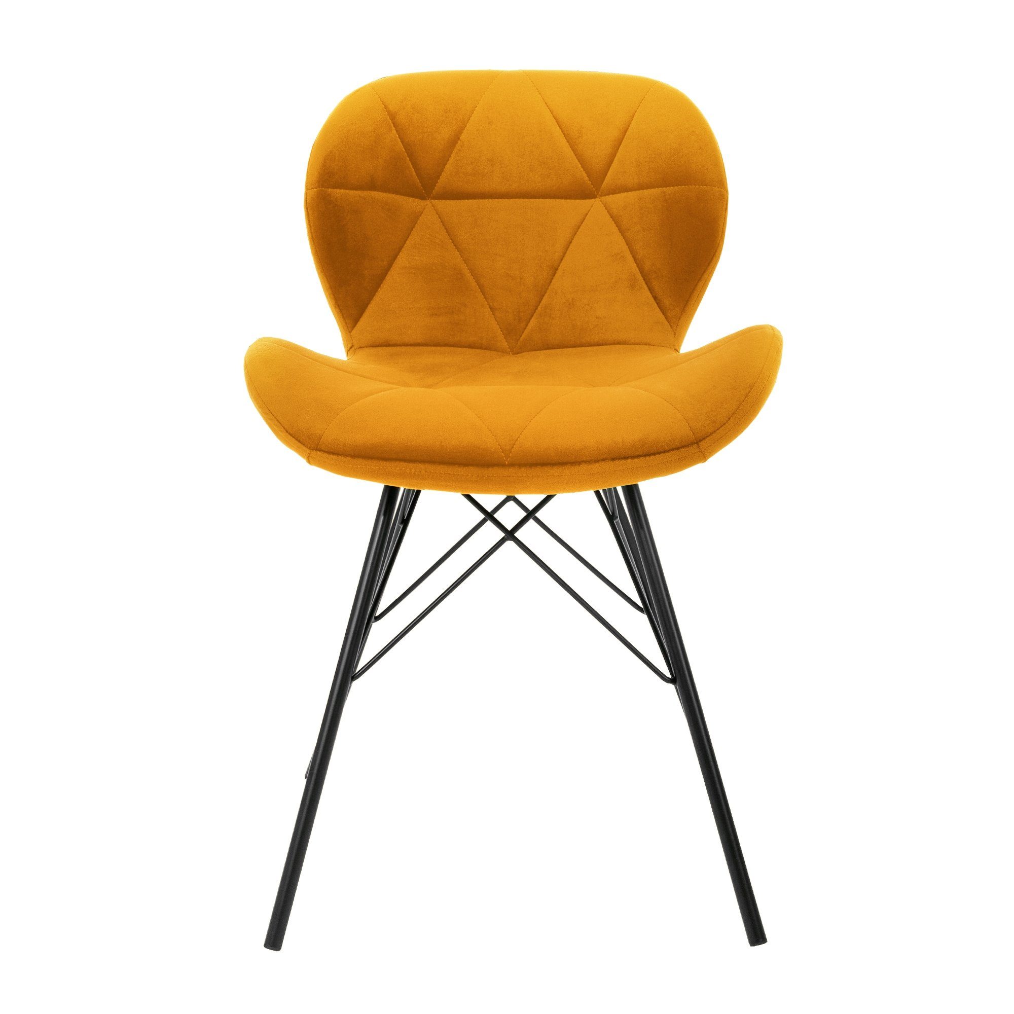 Stuhl Polsterstuhl Ocker Metallbeine ML-DESIGN Ergonomisch (2er Set), Küchenstuhl Wohnzimmerstuhl Samtbezug Set Esszimmerstühle 2er