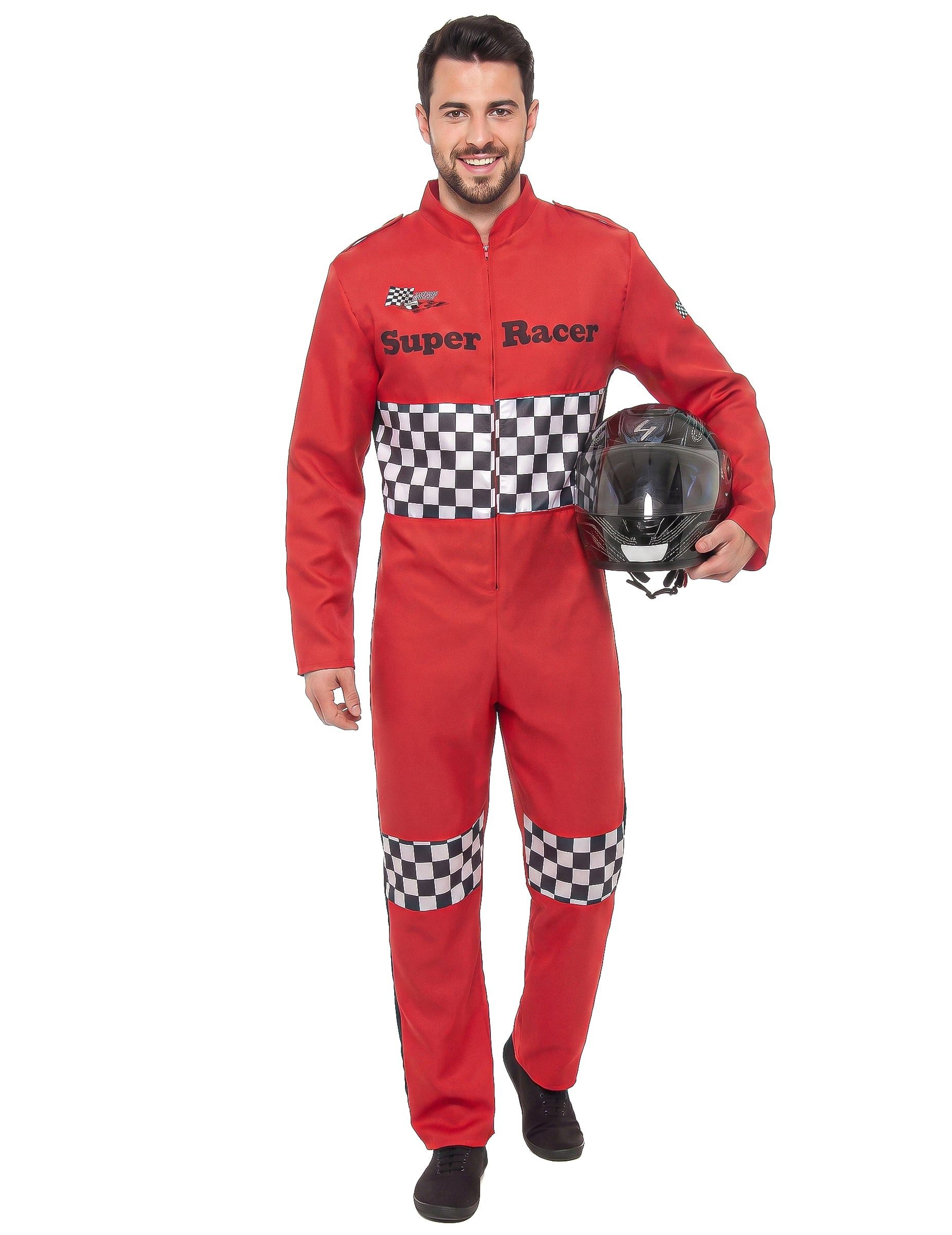 JADEO Kostüm Rennfahrer-Kostüm Rennfahrer-Anzug rot-weiss-schwarz