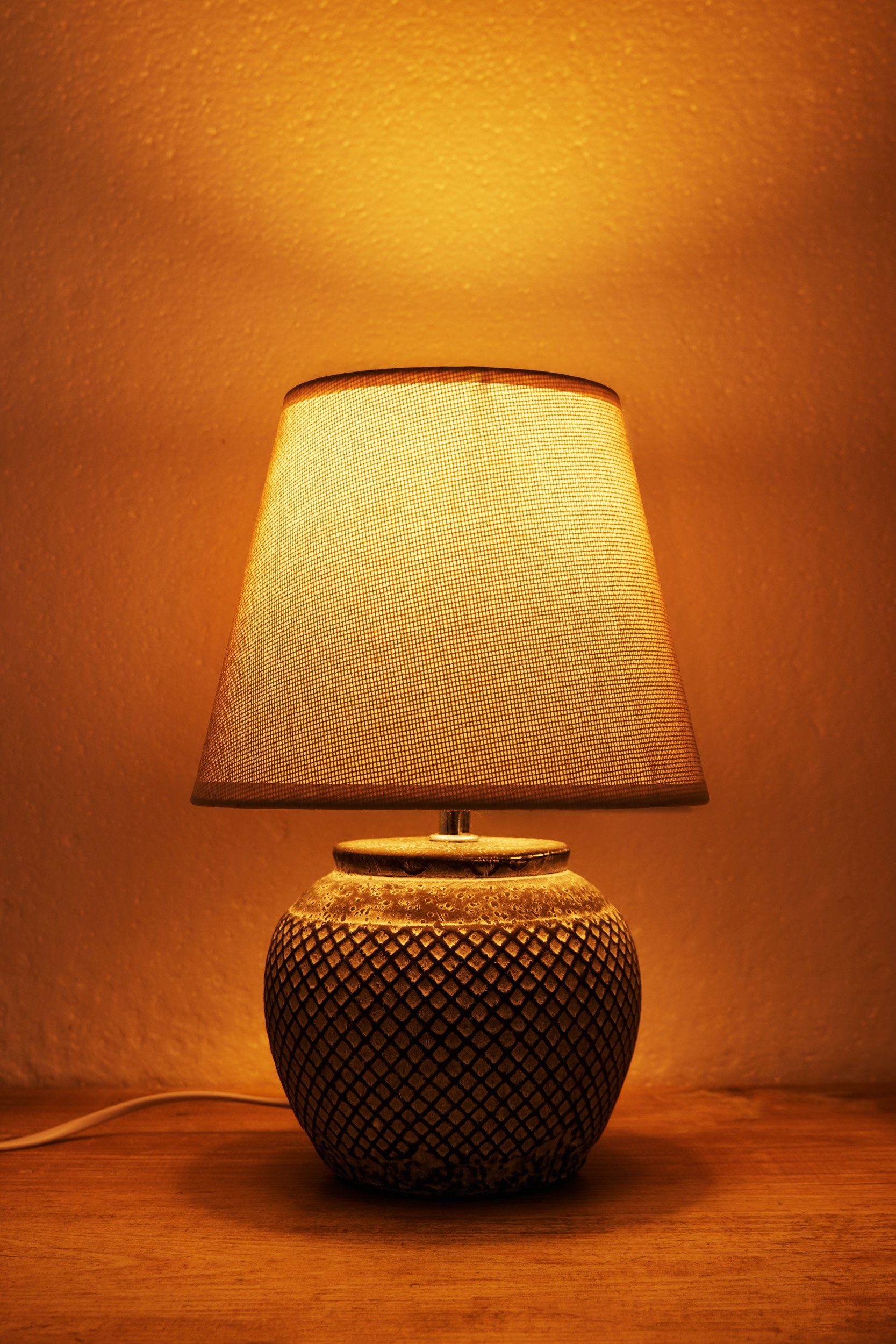 Leuchtmittel, Orientalisch Keramikfuß, moderne Ohne Tischleuchte Tischlampe, BRUBAKER Nachttischlampe Grau, Antik,