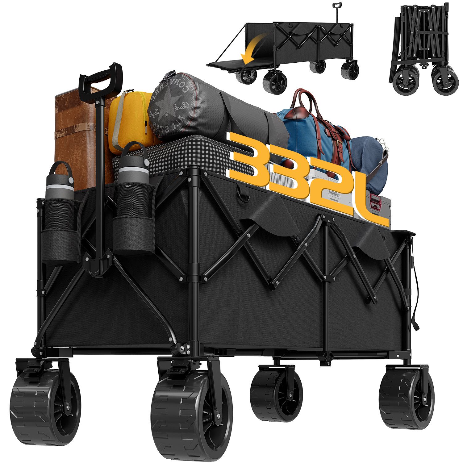Bollerwagen Faltbar Bollerwagen, Handwagen Transportwagen 120L/260L 150KG