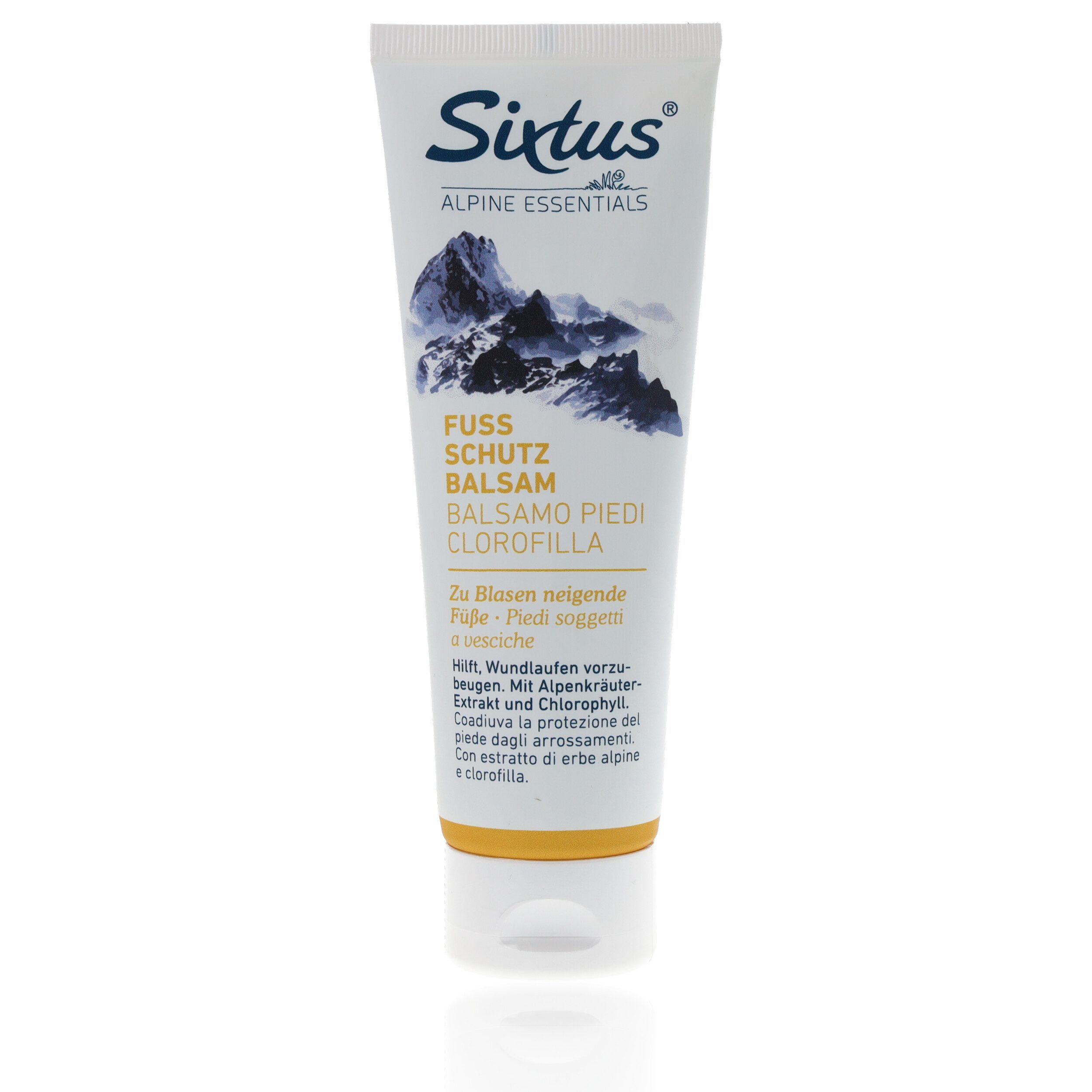 Sixtus Fußcreme Sixtus Fuß Schutz Balsam beugt Blasenbildung & Wundlaufen vor 125ml enthält entzündungshemmende Komponenten, 1-tlg., mit Lanolin, Alpenkräuter-Extrakt, Chlorophyll & natürlichen Ölen