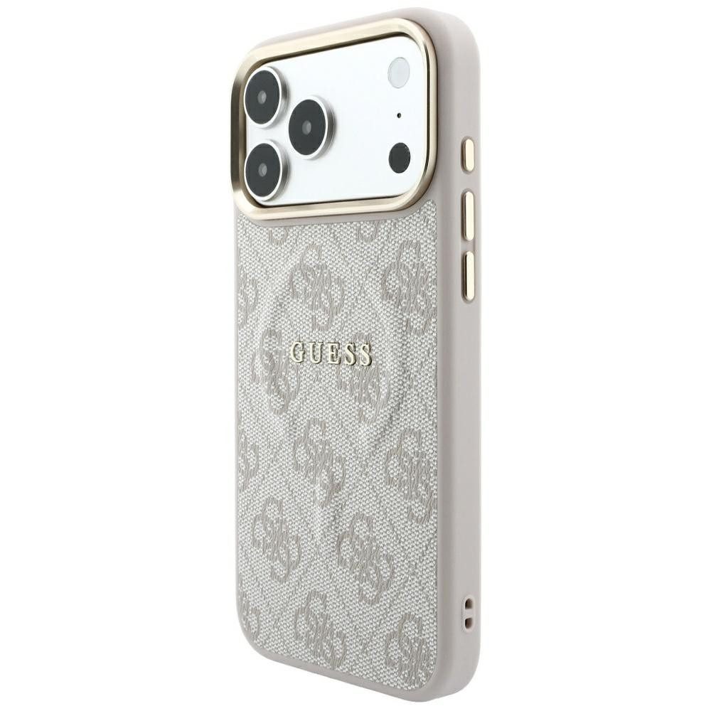 Guess Smartphone-Hülle Embossed 4G Classic kompatibel mit iPhone 18 Pro, 17 Pro Rosa 6,3 Zoll, Integrierter Magnetring für kabelloses Laden – Bild 3 von 5