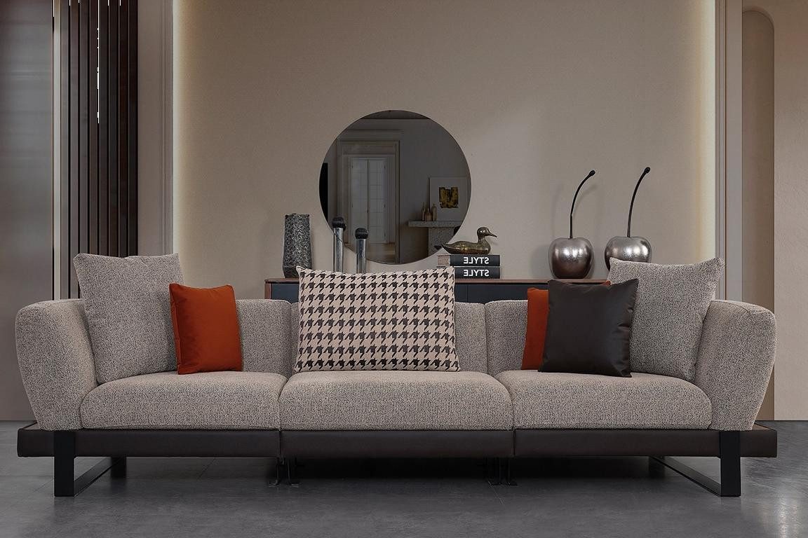 4-Sitzer Neu Luxuriöses Wohnzimmer-Sofa in Grau - Sitzcouch für das Wohnzimmer