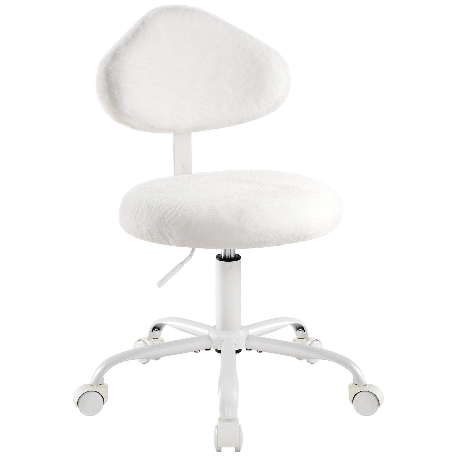 IWMH Bürostuhl mit Rollen, Schminktisch Stuhl mit Rückenlehne in Wolkenform (Höhenverstellbar Schreibtischstuhl ohne Armlehnen), Kunstkaninchenfell Stuhl für Homeoffice, Schlafzimmer, Jugendliche