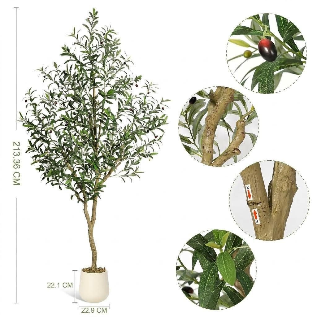 Kunstbaum Künstlicher Olivenbaum Künstliche Pflanzen Höhe 180/210cm, GarveeMore, Höhe 213 cm – Bild 3 von 5